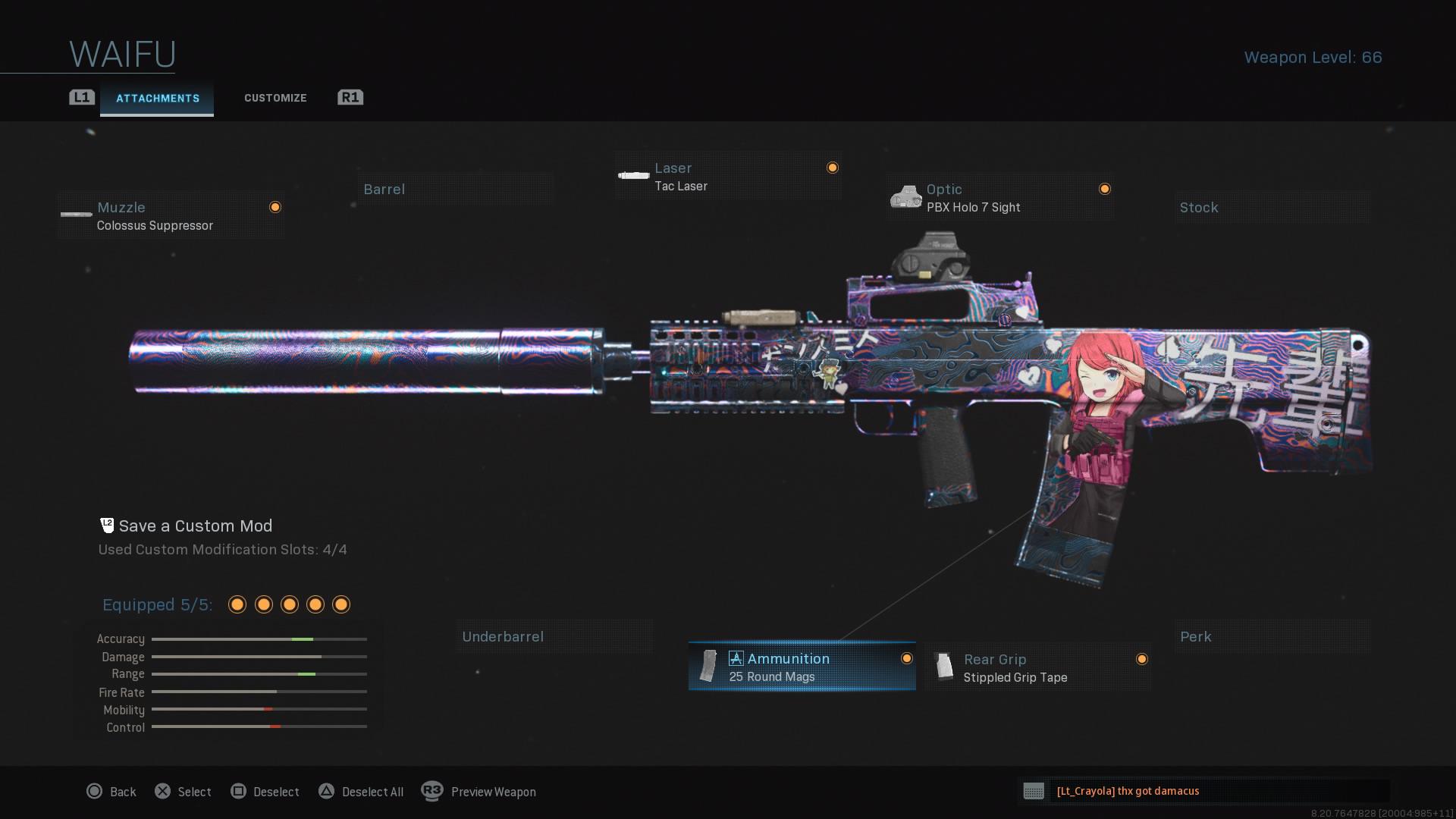 Finally my waifu can rock Damascus, but man gold looks so much better imo... modernwarfare