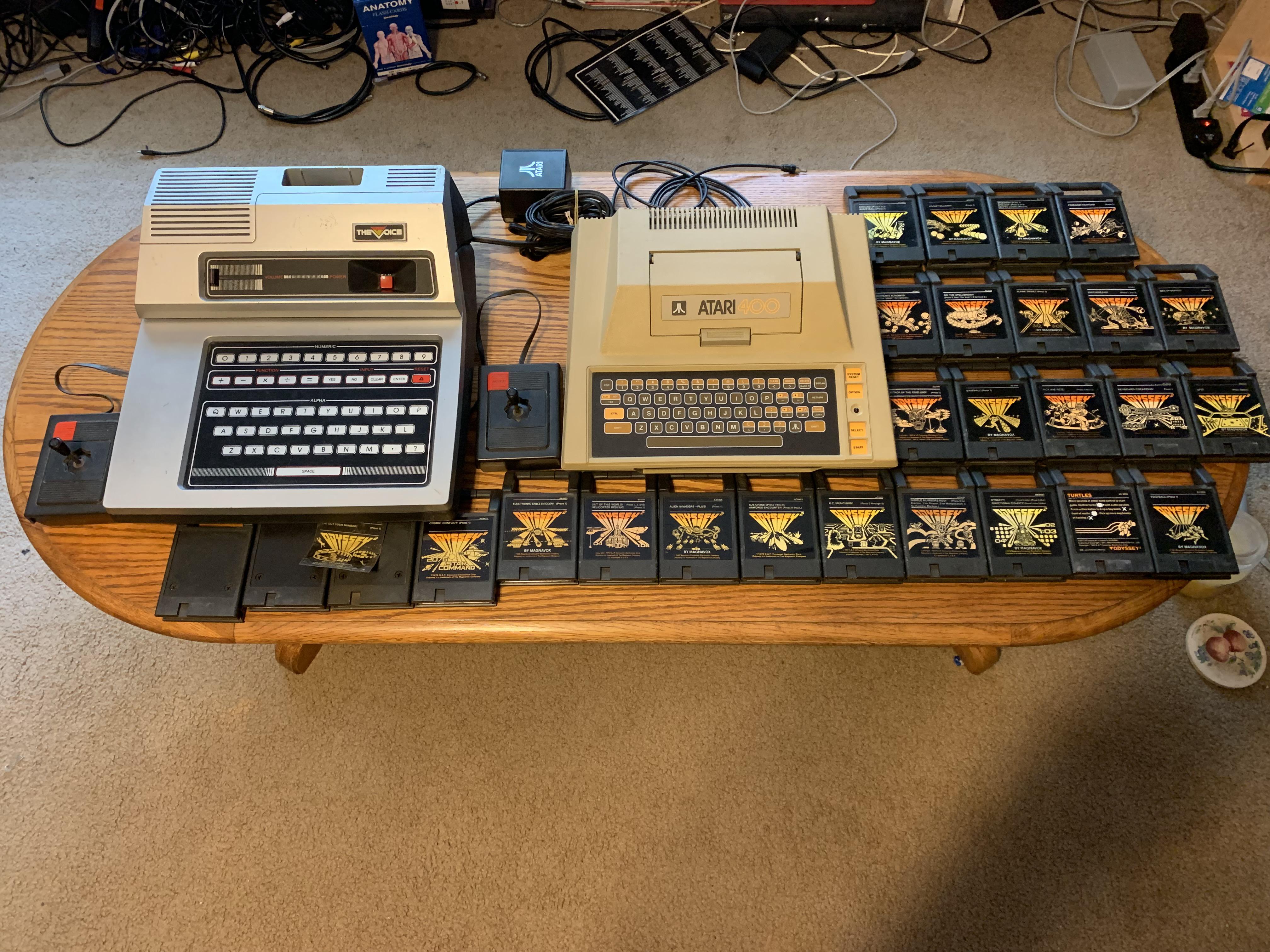 Magnavox Odyssey 2 and Atari 400 with 25 unique games for the Odyssey