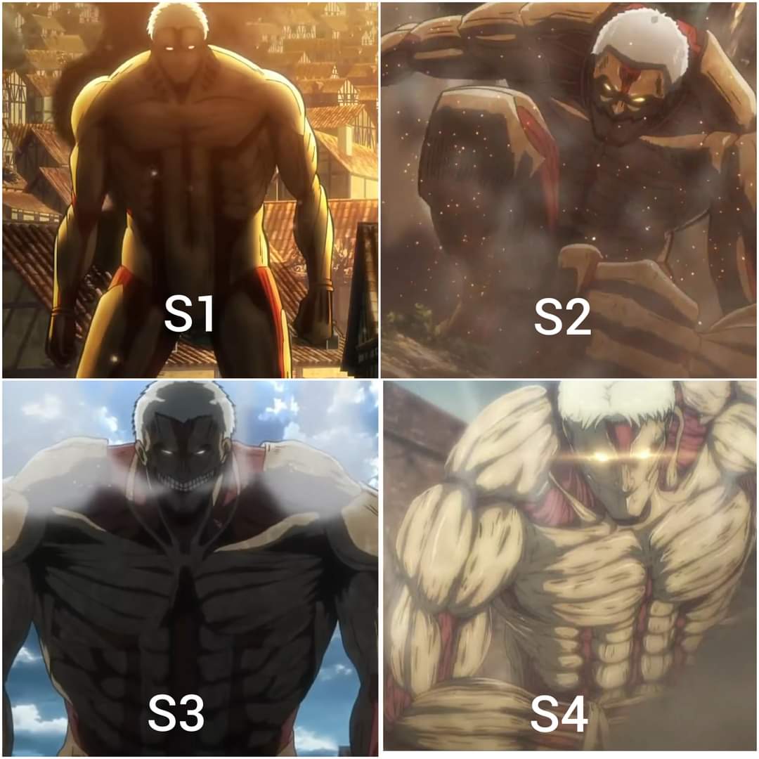 Comparison of That Titan throughout S1 to S4 r/ShingekiNoKyojin