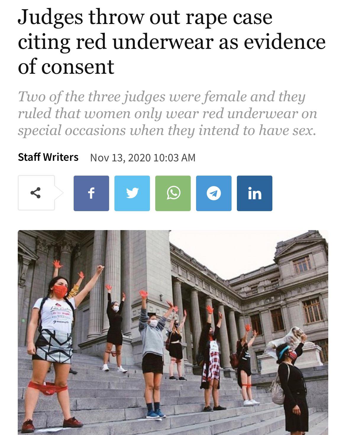 Judge throws out rape case because the victim was wearing red underwear