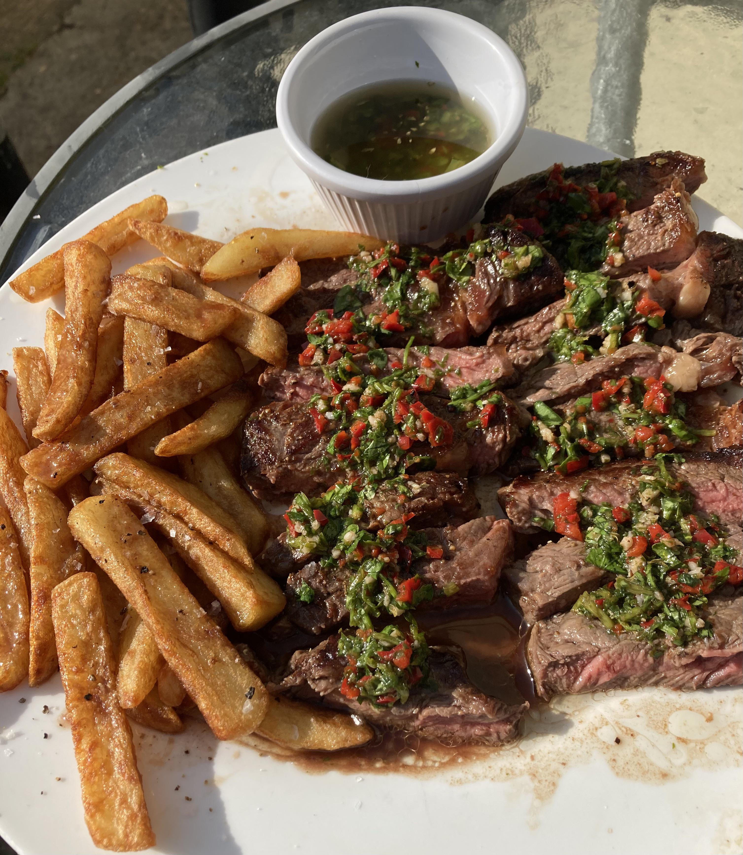 Homemade A taste of Argentina ribeye steaks, triple cooked fried and