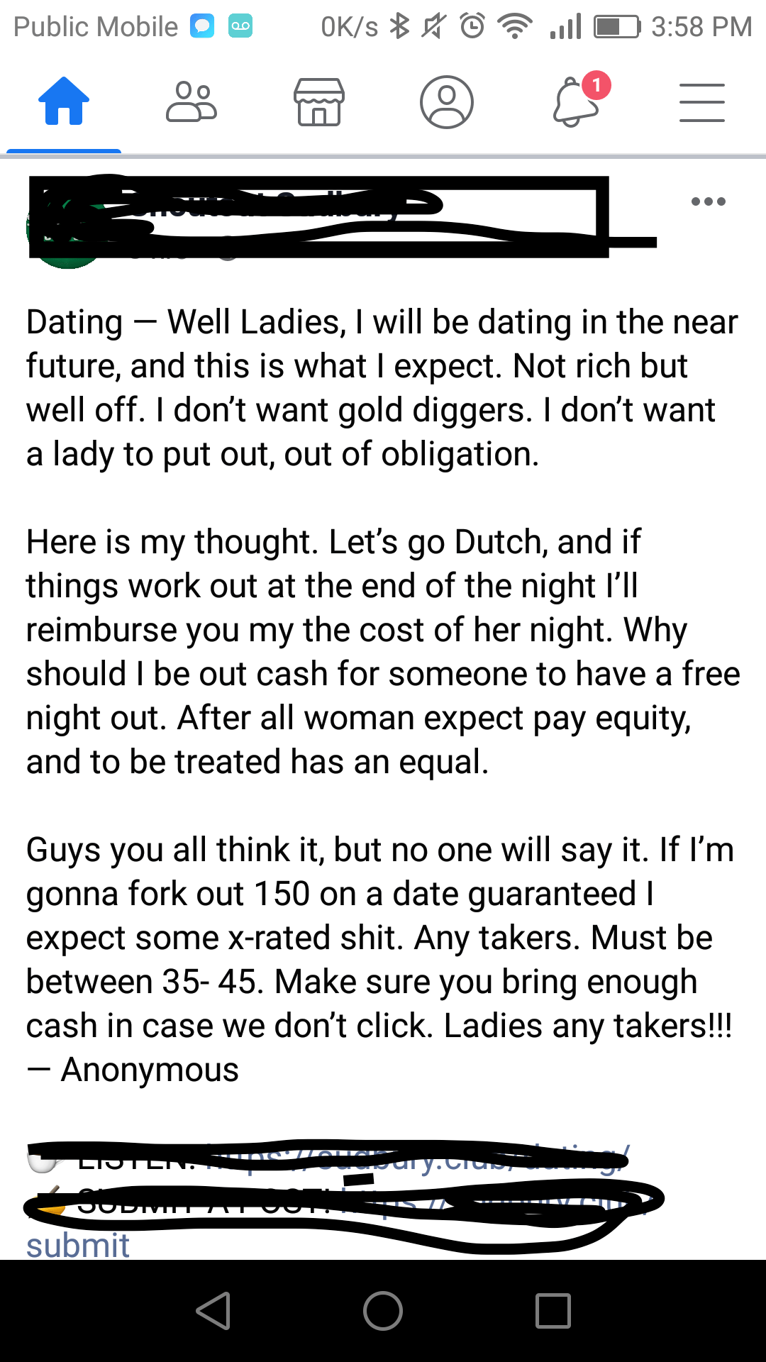 This Guy was posting anonymously on a facebook page in my city, he