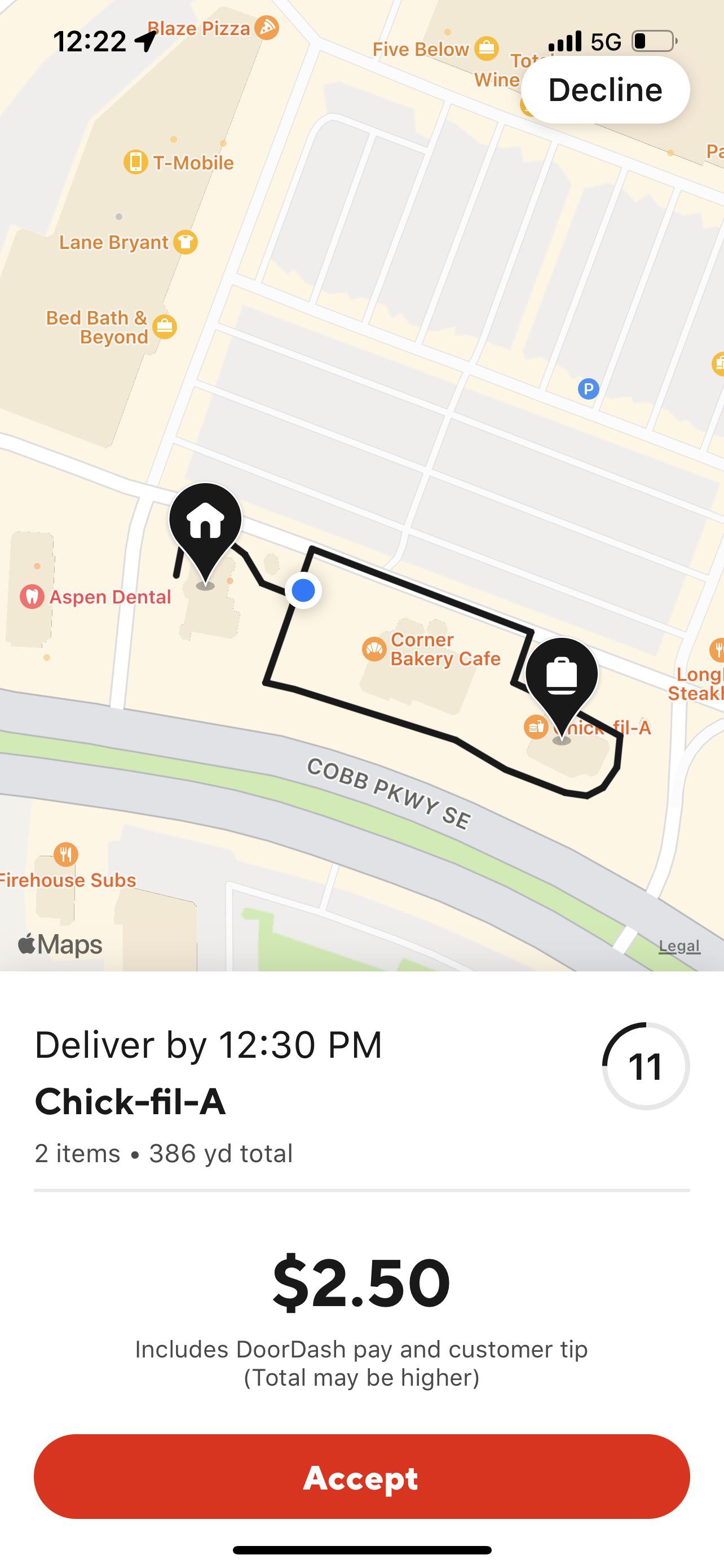It’s across the parking lot… r/doordash_drivers