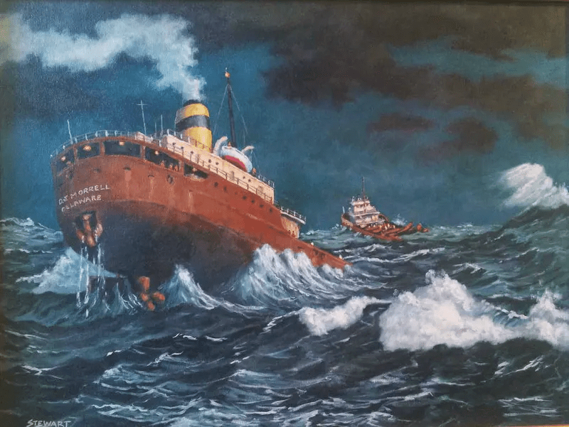 a painting depicts the sinking of the SS Daniel J Morrell. When the