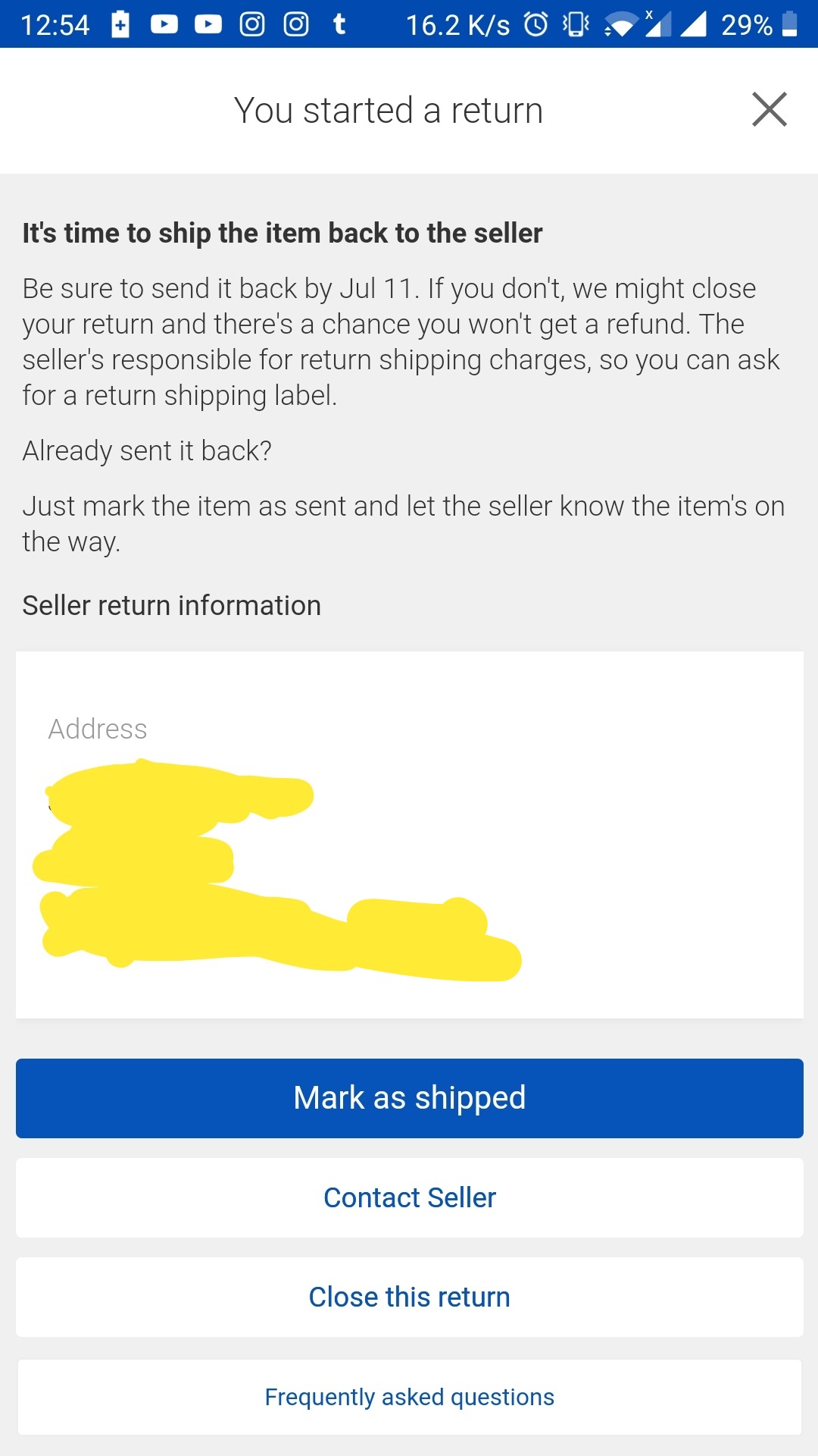 The seller hasnt provided a return label and there is no way for me to