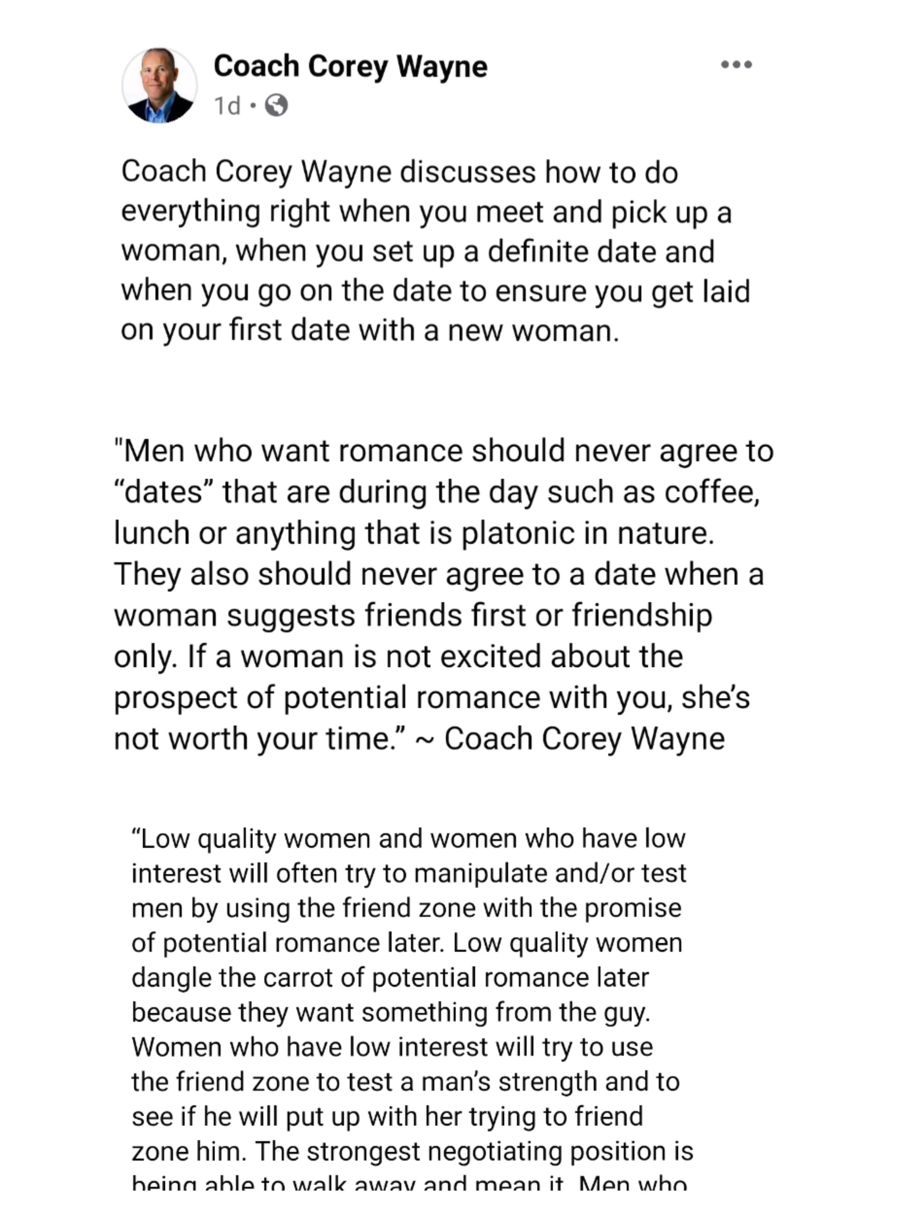 More dating coaches rubbish r/FemaleDatingStrategy