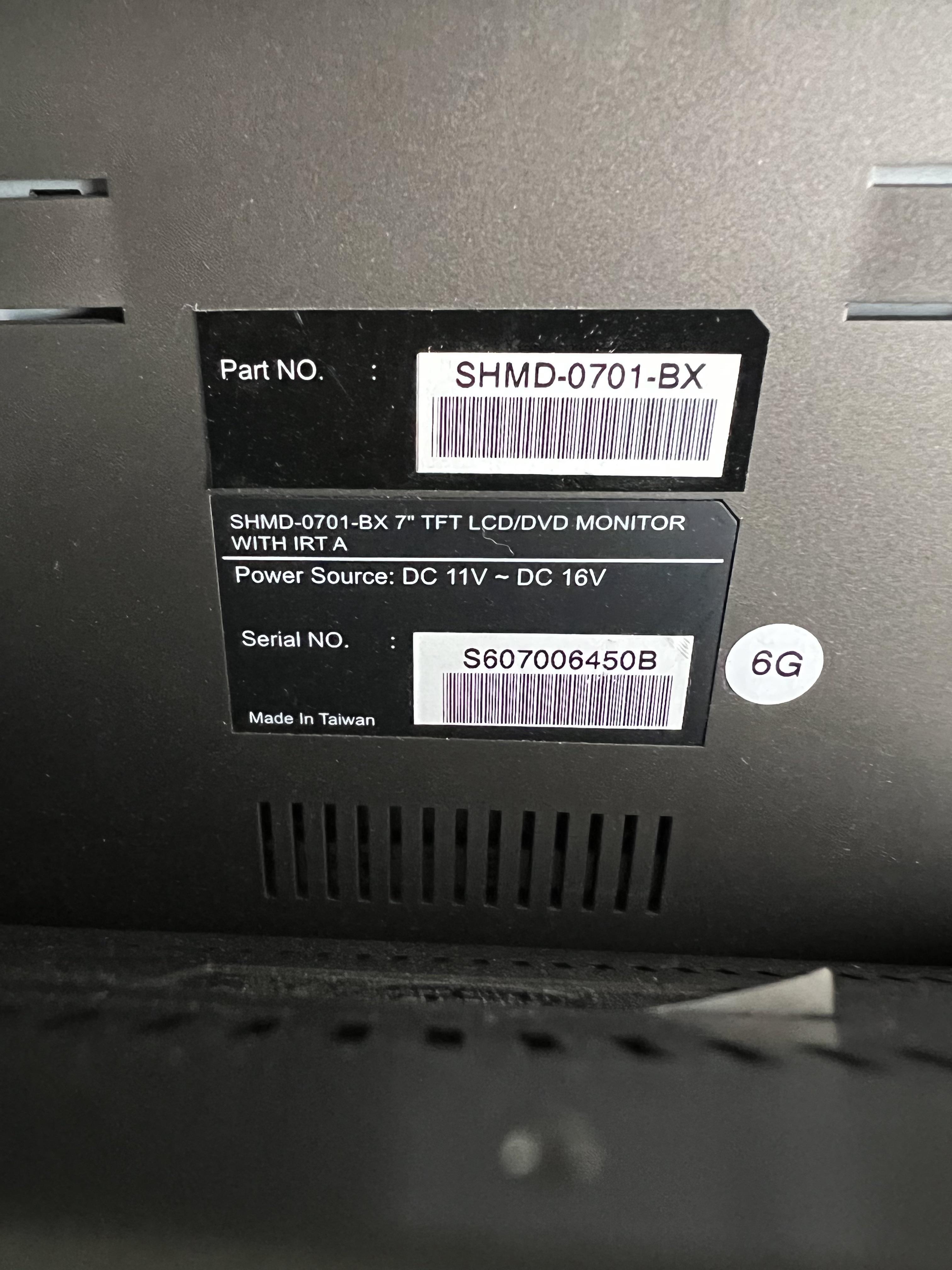 Invision DVD headrest monitor. They are both working but the passenger