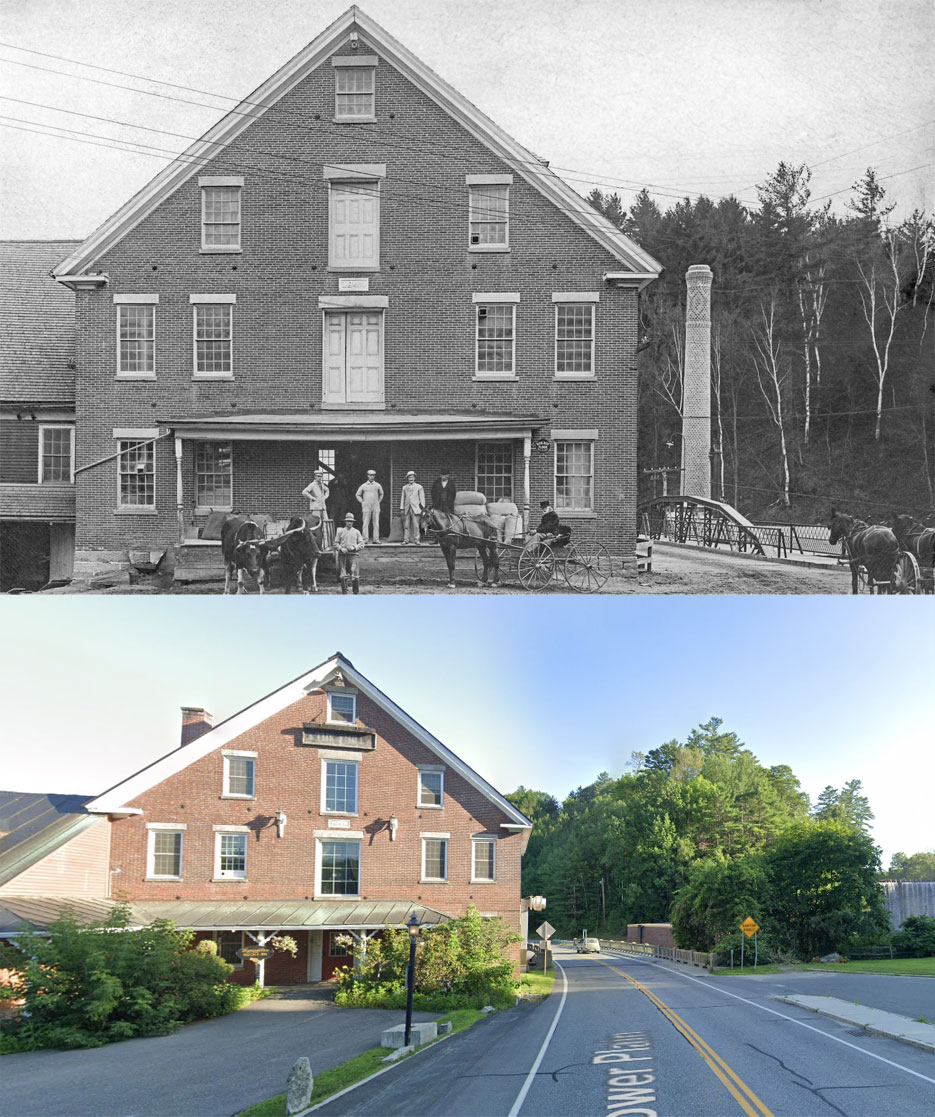 Mill in Bradford, Vermont, 1913 and now r/roadtripnewengland