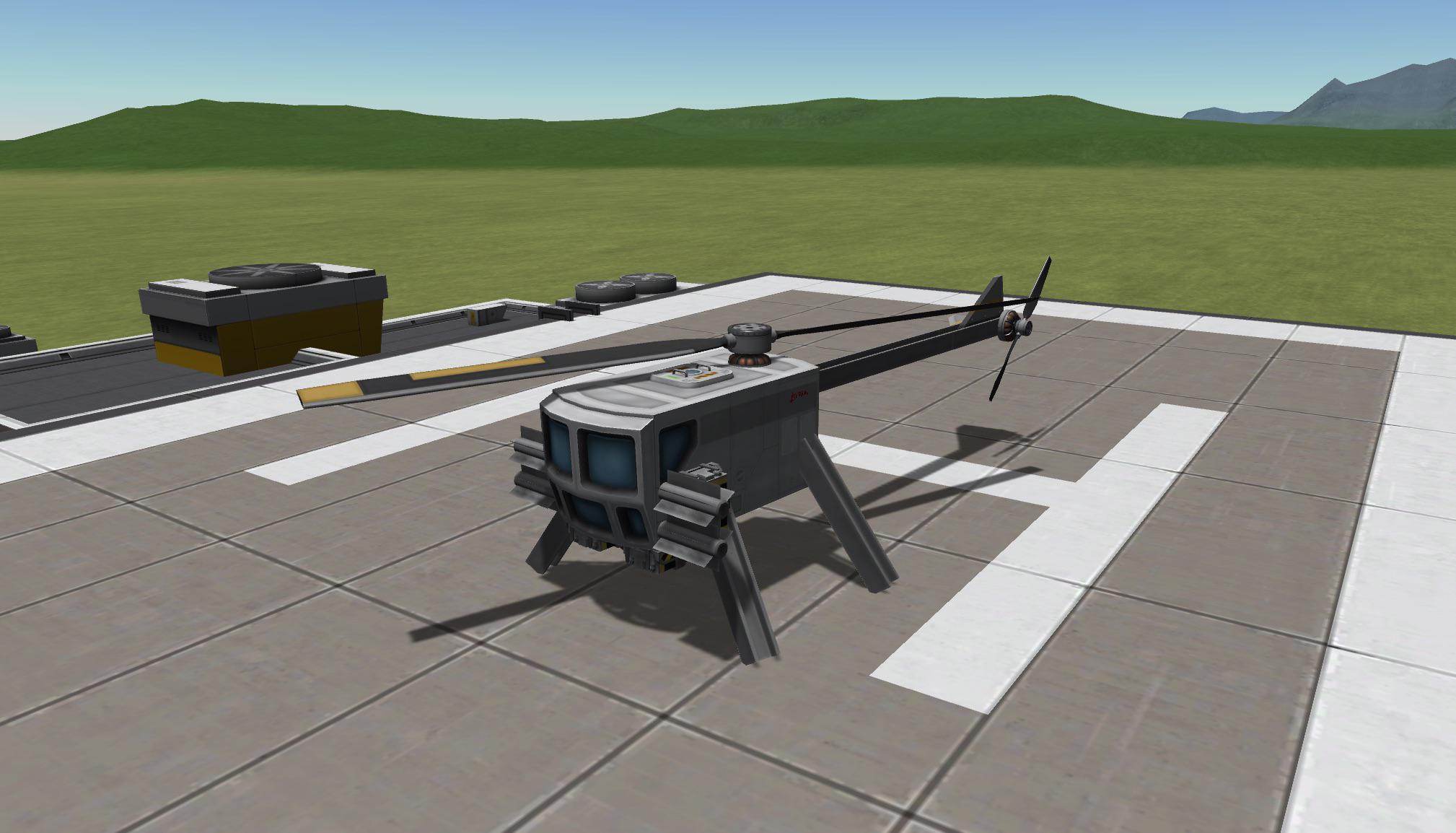 Here’s a picture of my first Helicopter in KSP. Some interesting design