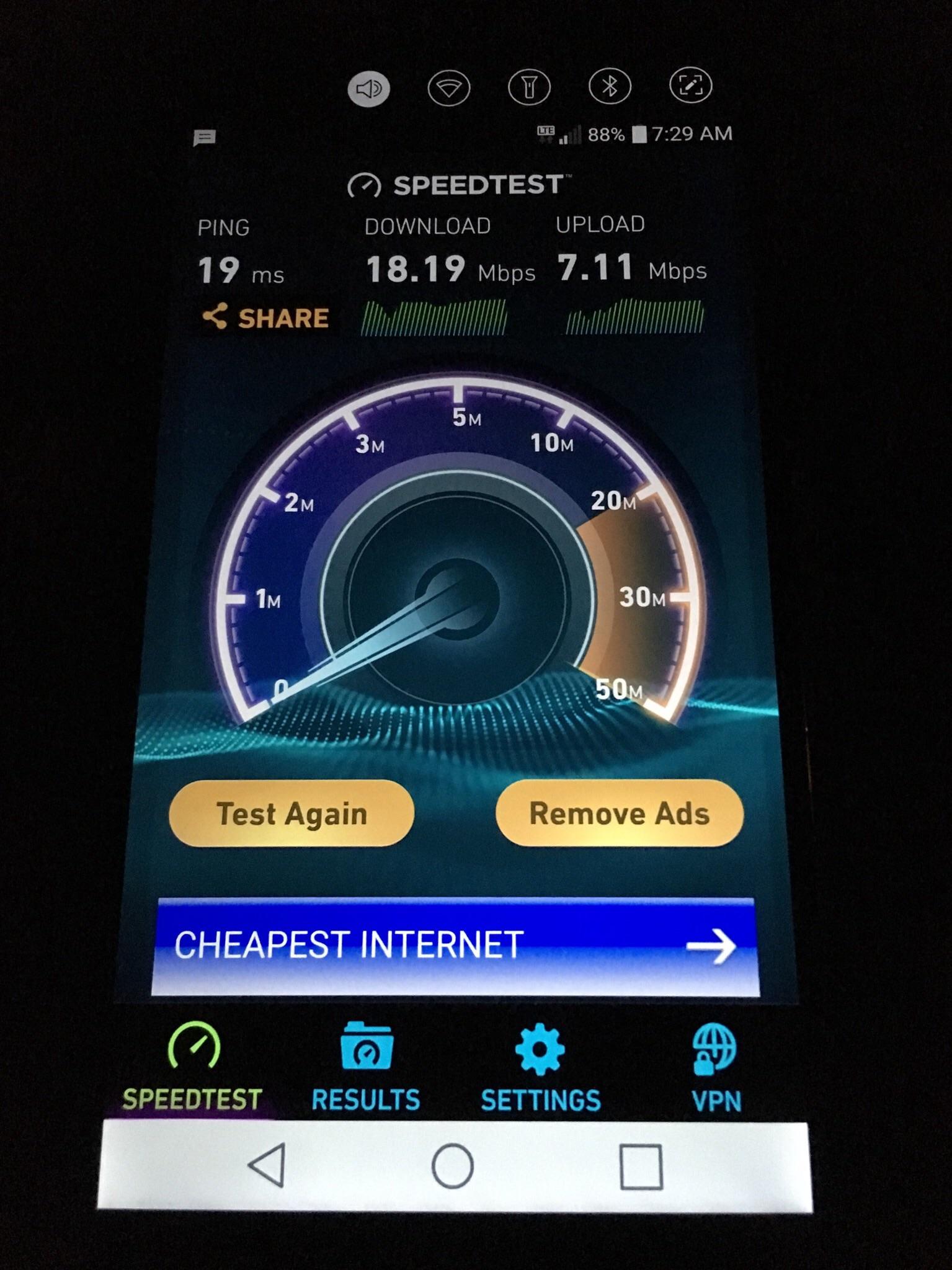 This is the Speed test from band 13 as I earlier stated