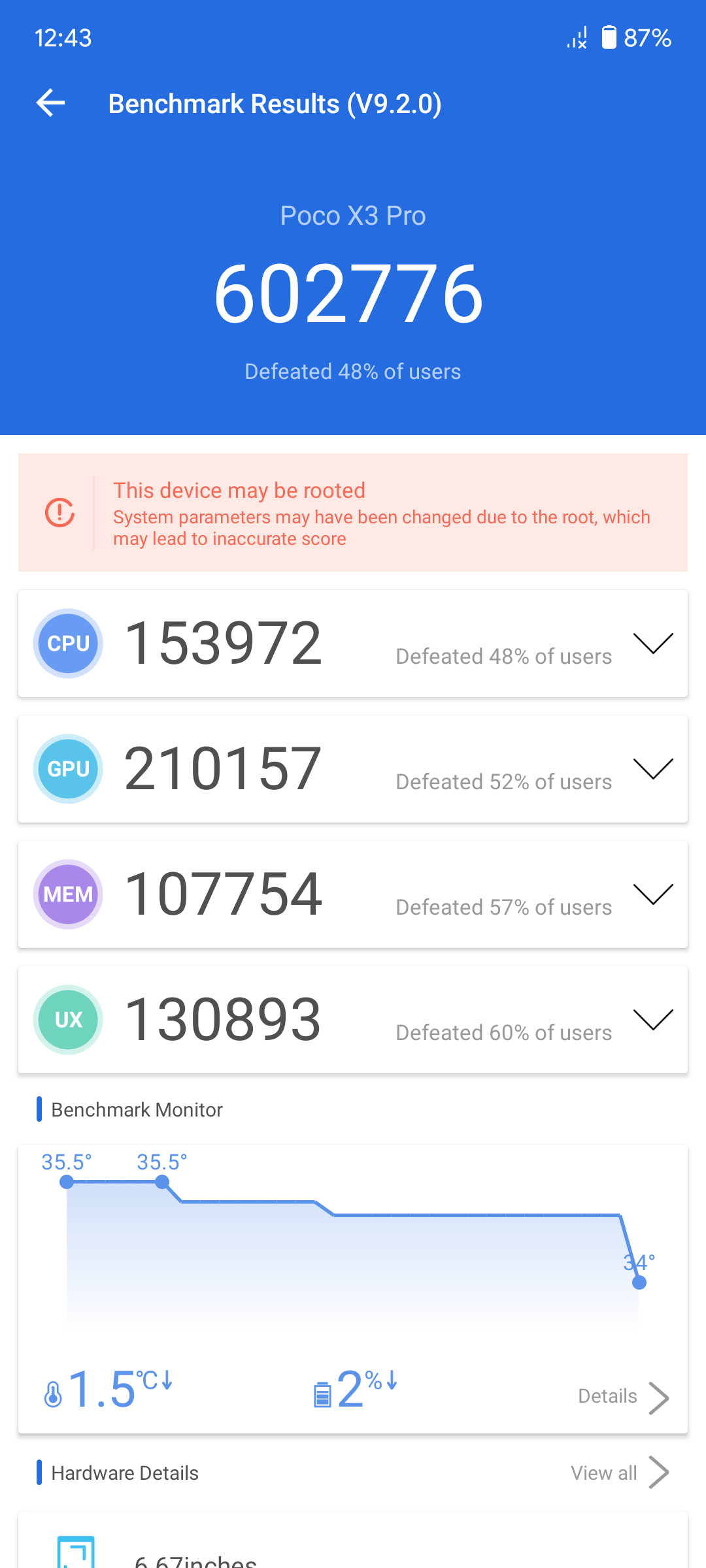Poco X3 Pro Arrow Os AnTuTu score 602k r/PocoPhones