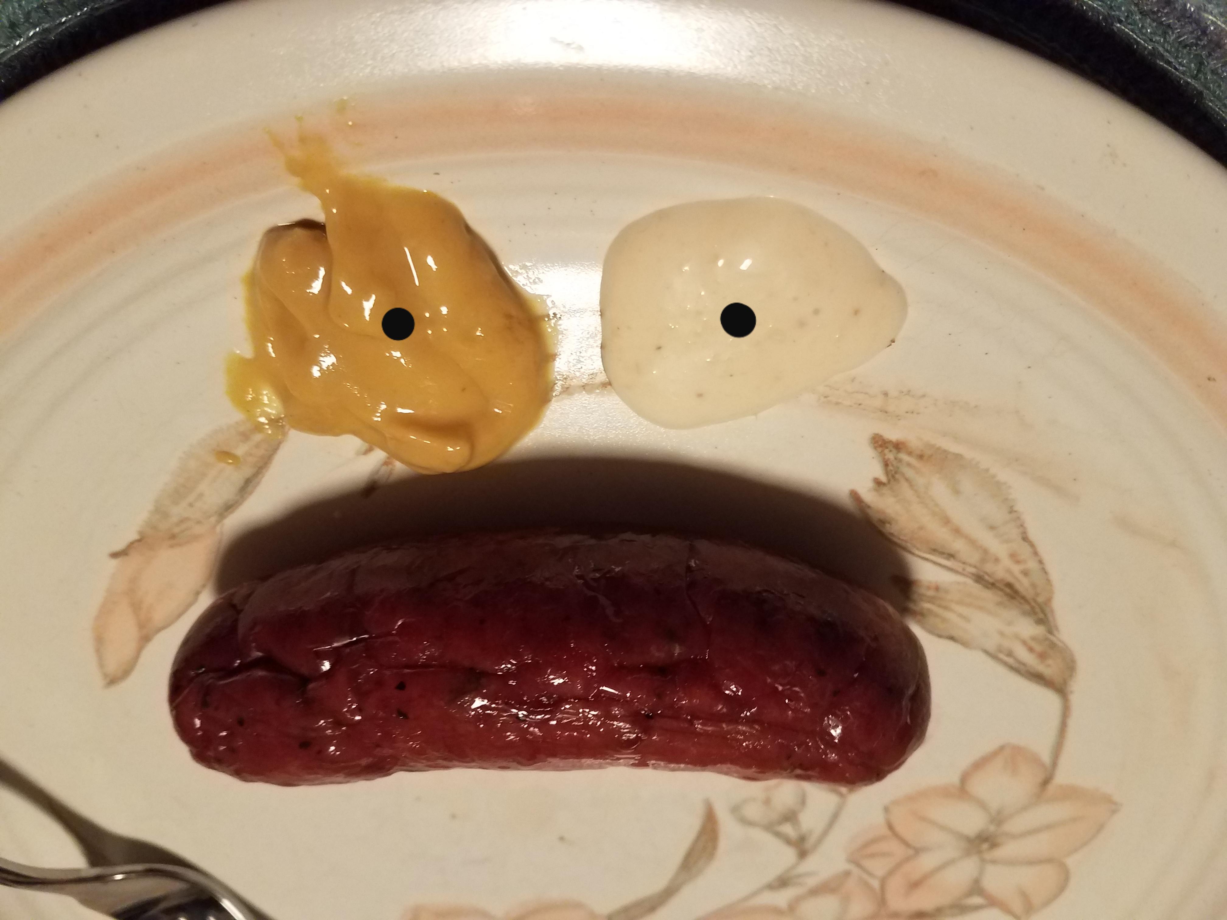 Jalapeno Cheddar Kielbasa with champagne mustard and horseradish r/CA