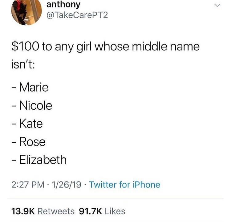 White girl middle names r/WhitePeopleTwitter