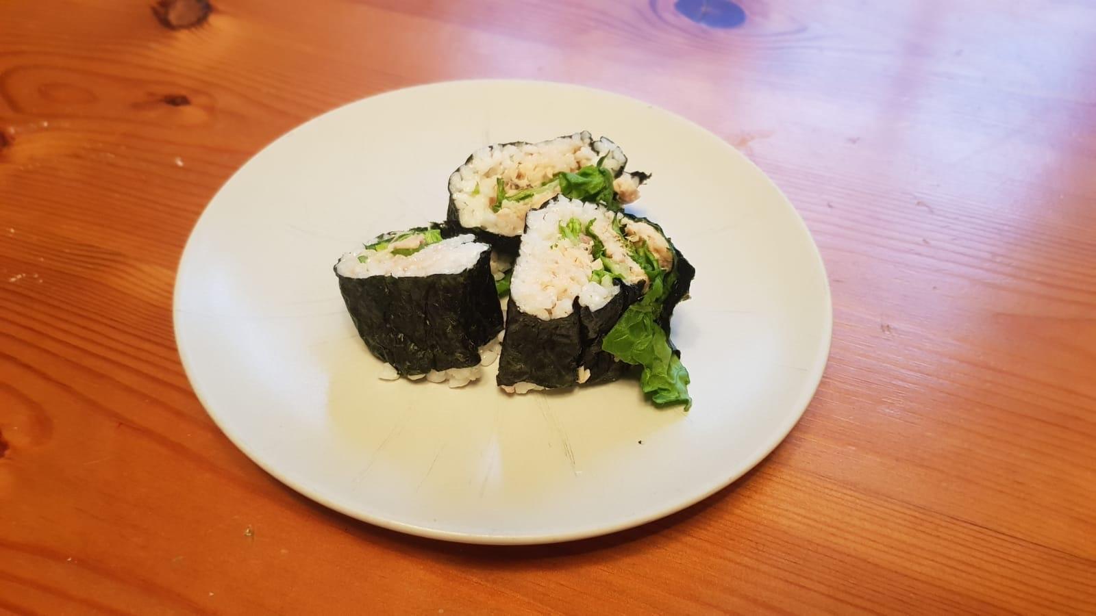 I made sushi for the first time (the rice was undercooked) r
