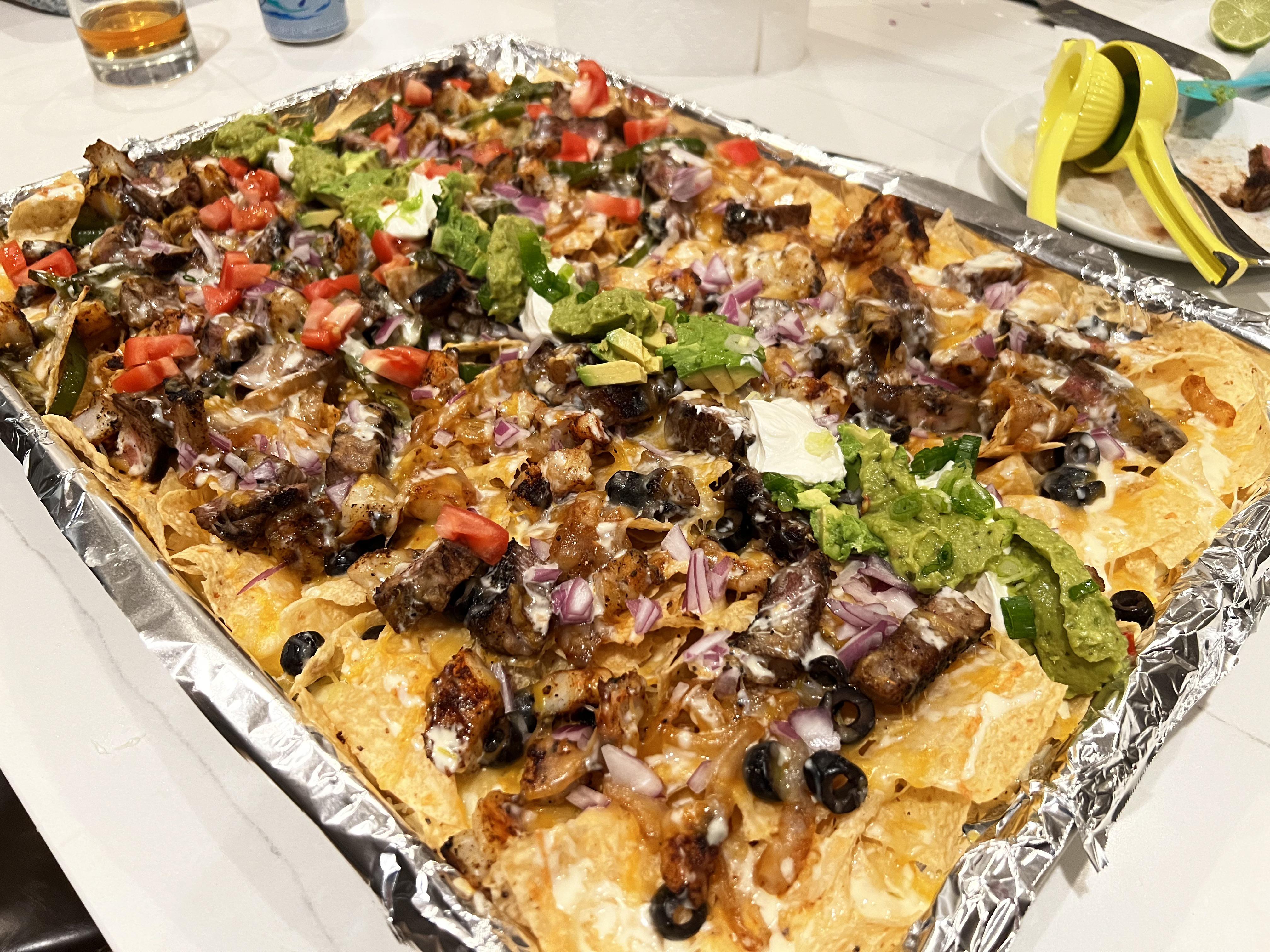 NY Strip and Shrimp Fajita Nachos r/FoodPorn