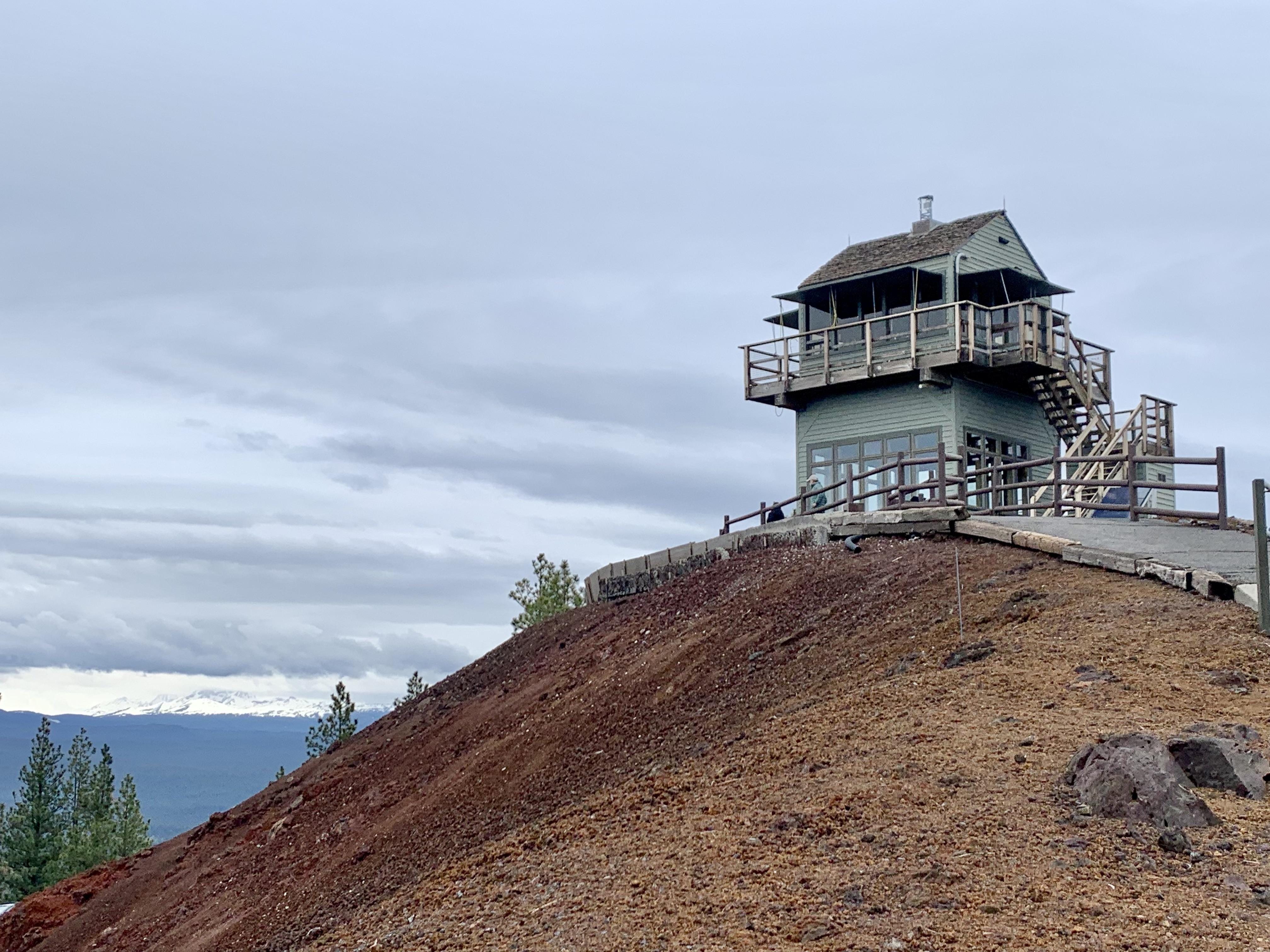 Schonchin Butte Lookout in Lava Beds Nat. Monument with Mt. Shasta in