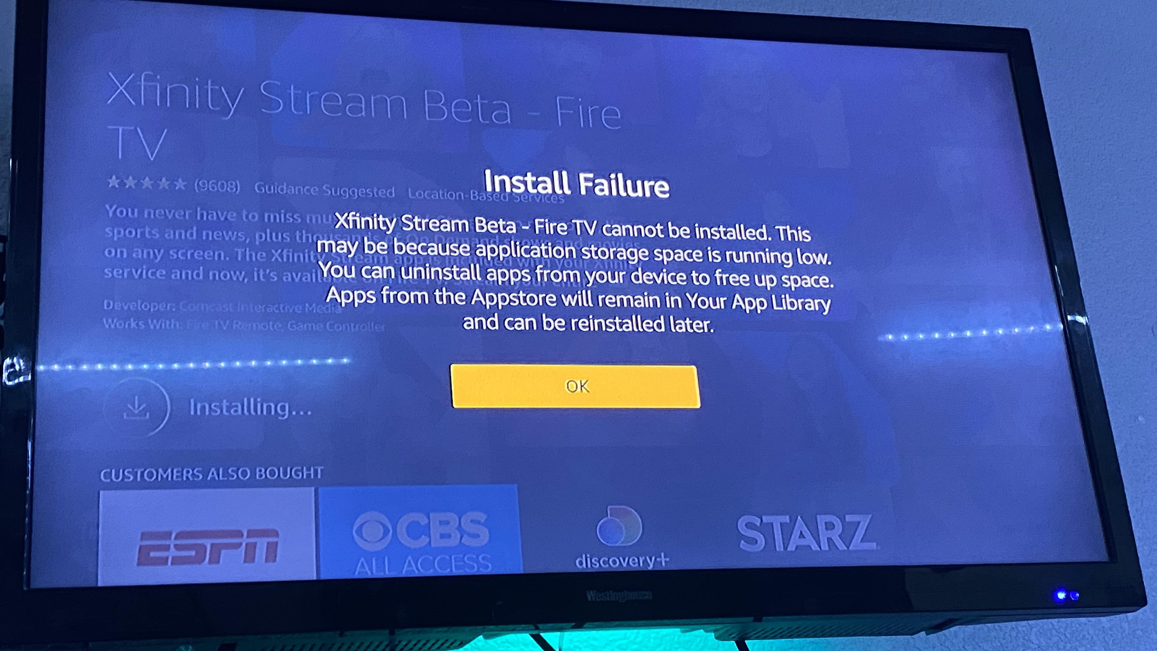 Xfinity Stream Beta for Fire TV won’t update, tried on multiple devices