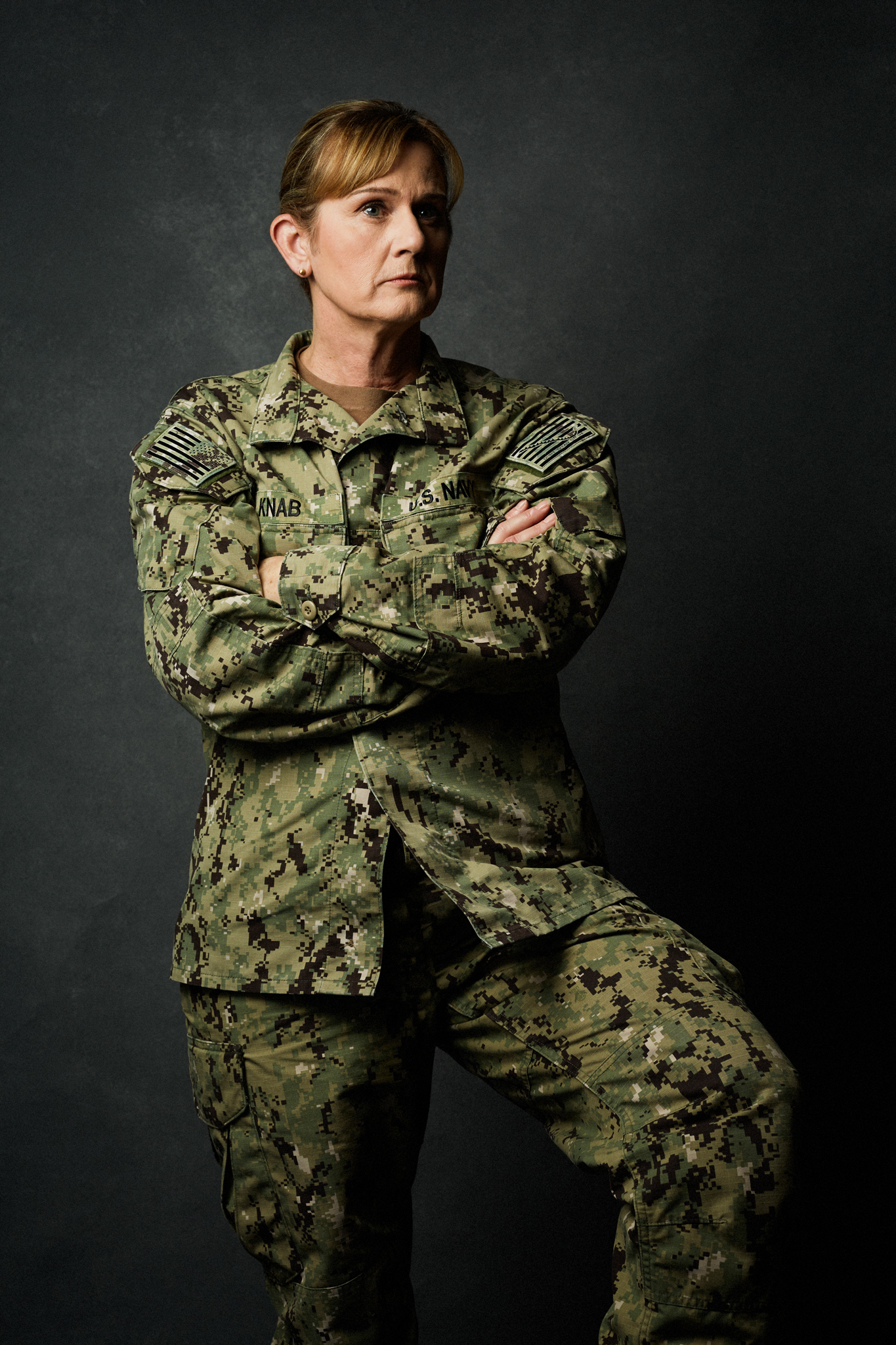A U.S. Navy Chief Petty Officer poses for a publicity shot in her Type