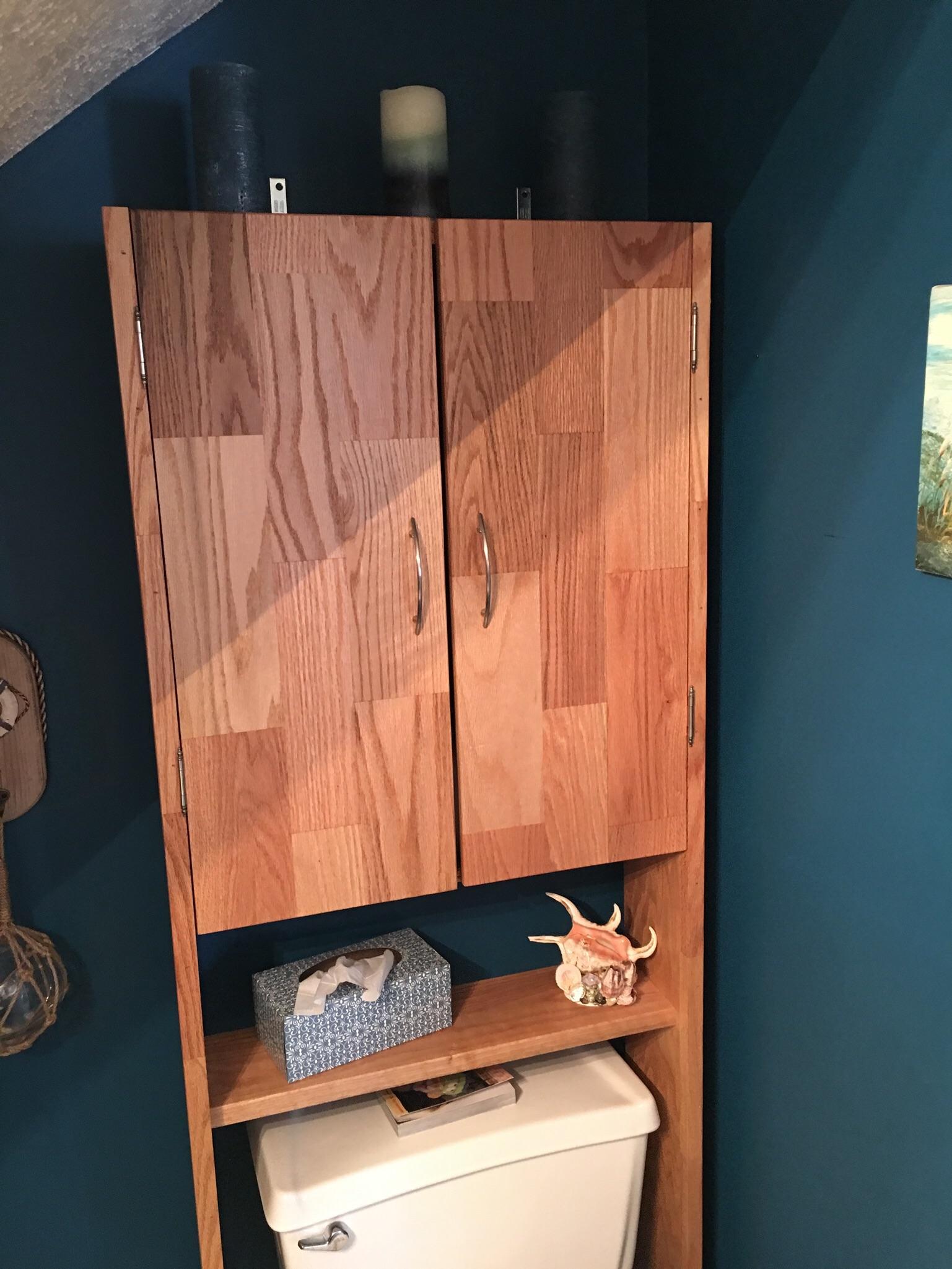 Over the toilet solid oak with antique bronze hardware r