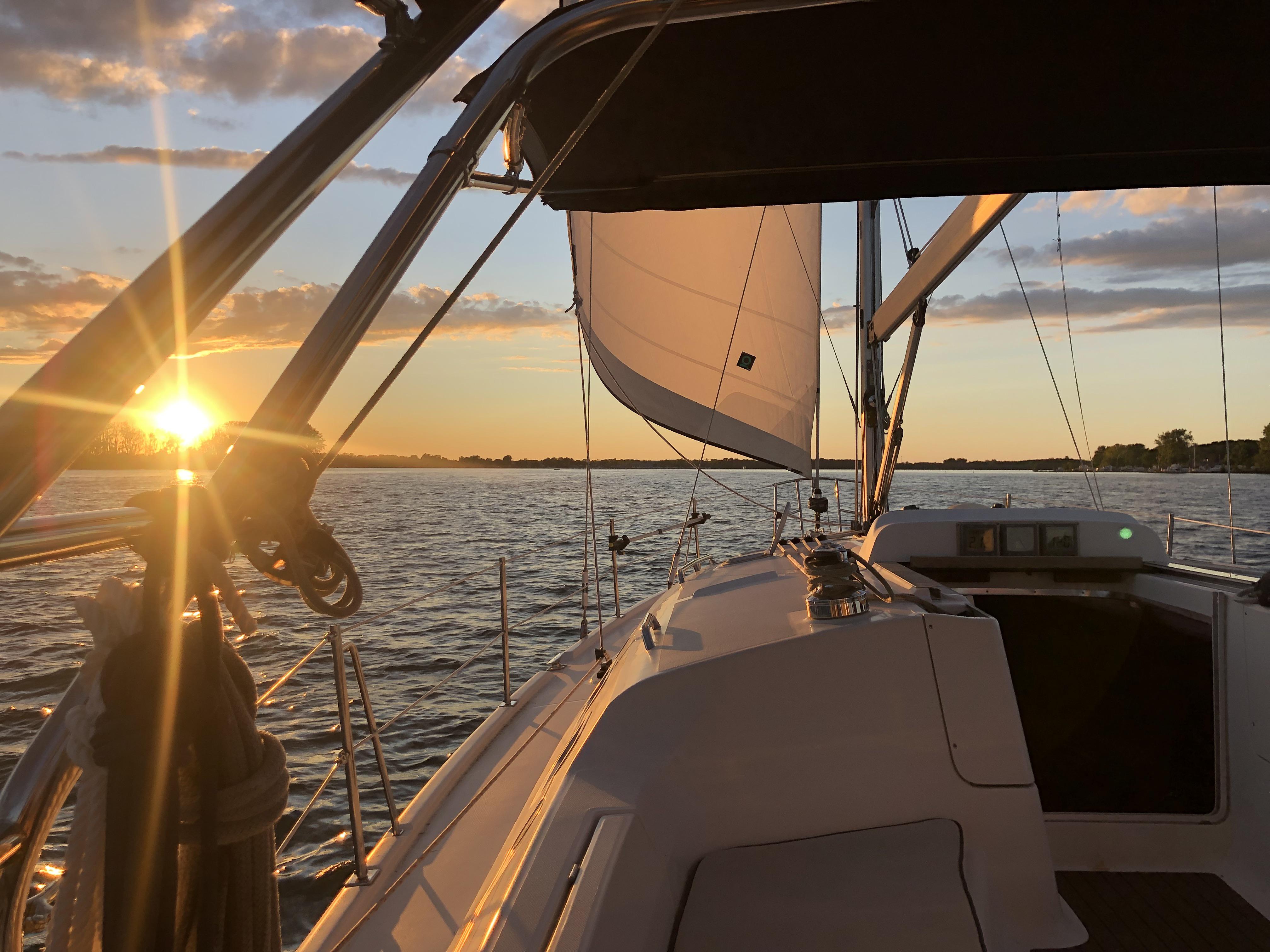[OC] Sailing on Lake Erie at sunset r/pics