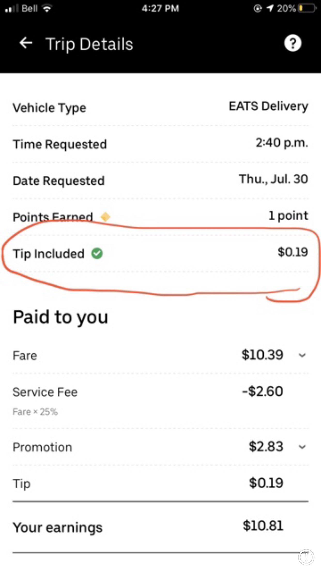 The BIGGEST tip on Uber Eats ( Not )especially she was on the 6th floor