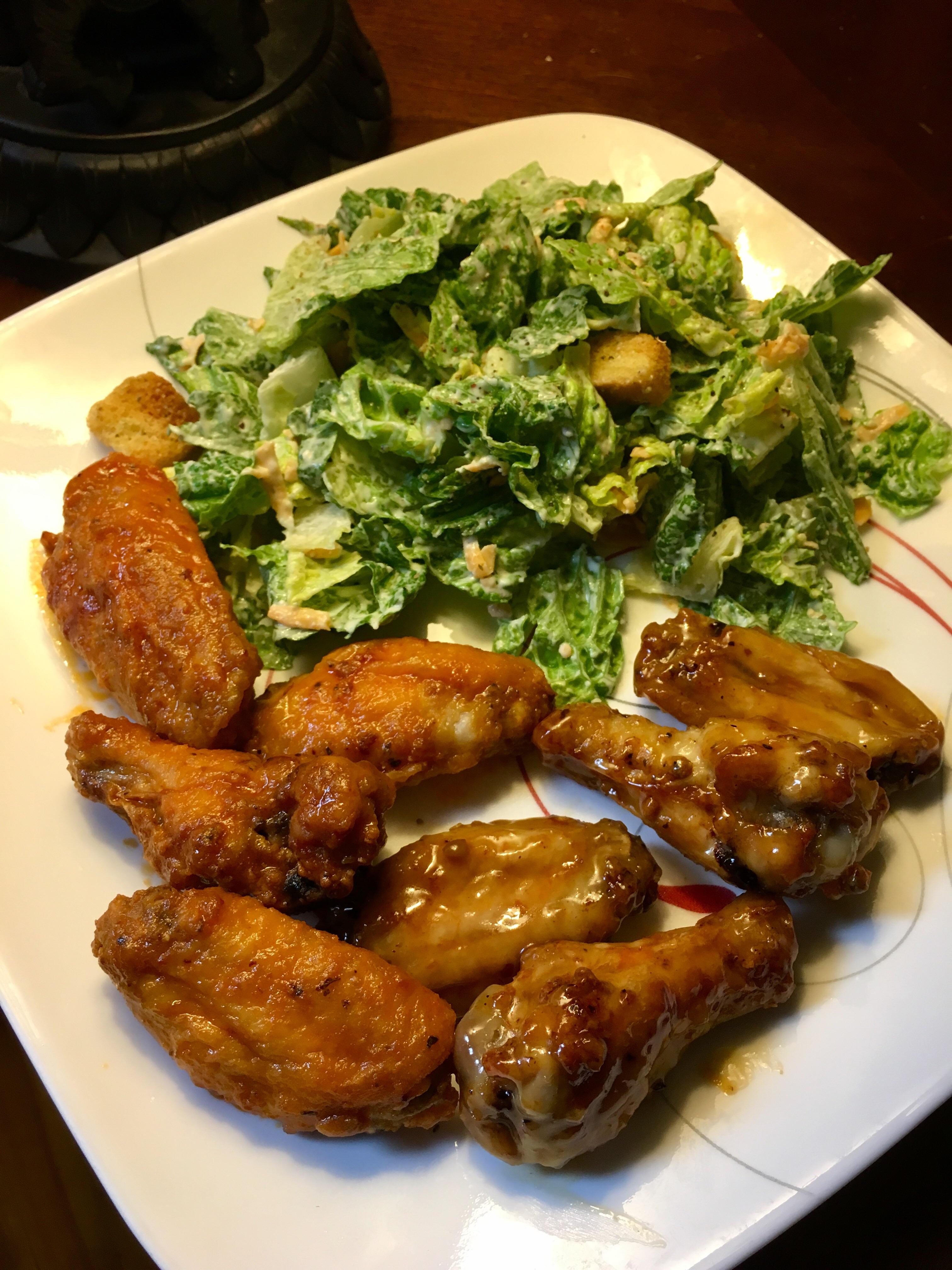 [Homemade] Dusted wings made in the air fryer, tossed in butter buffalo