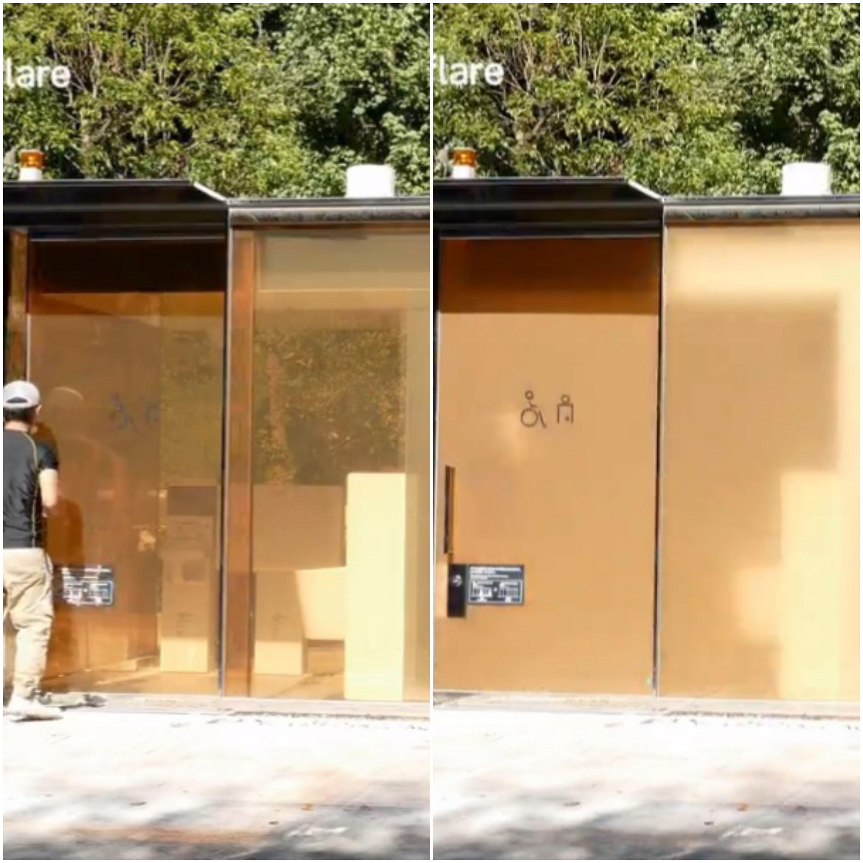 These toilets in Japan are made of transparent glass that turns opaque