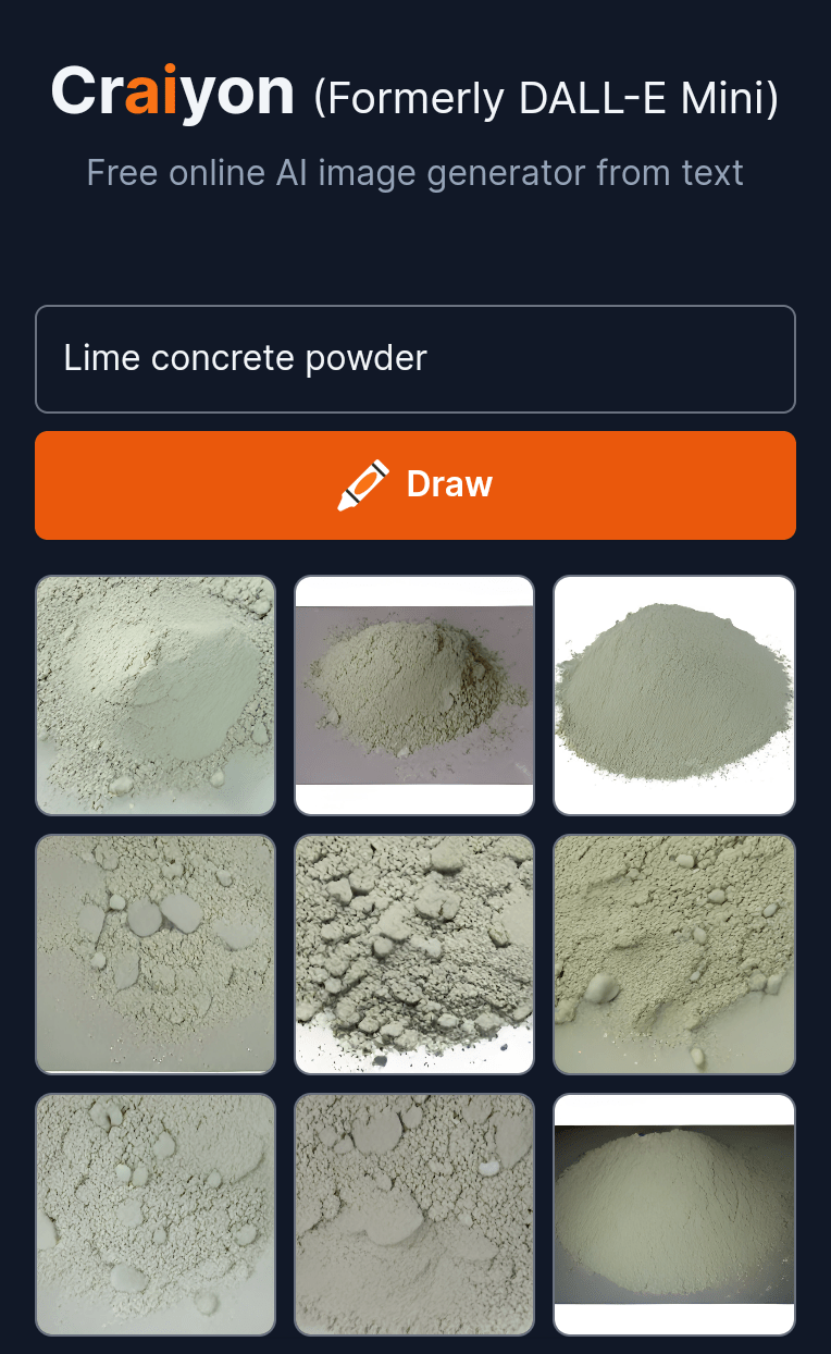 I asked an AI to draw lime concrete powder, and it's just sand r