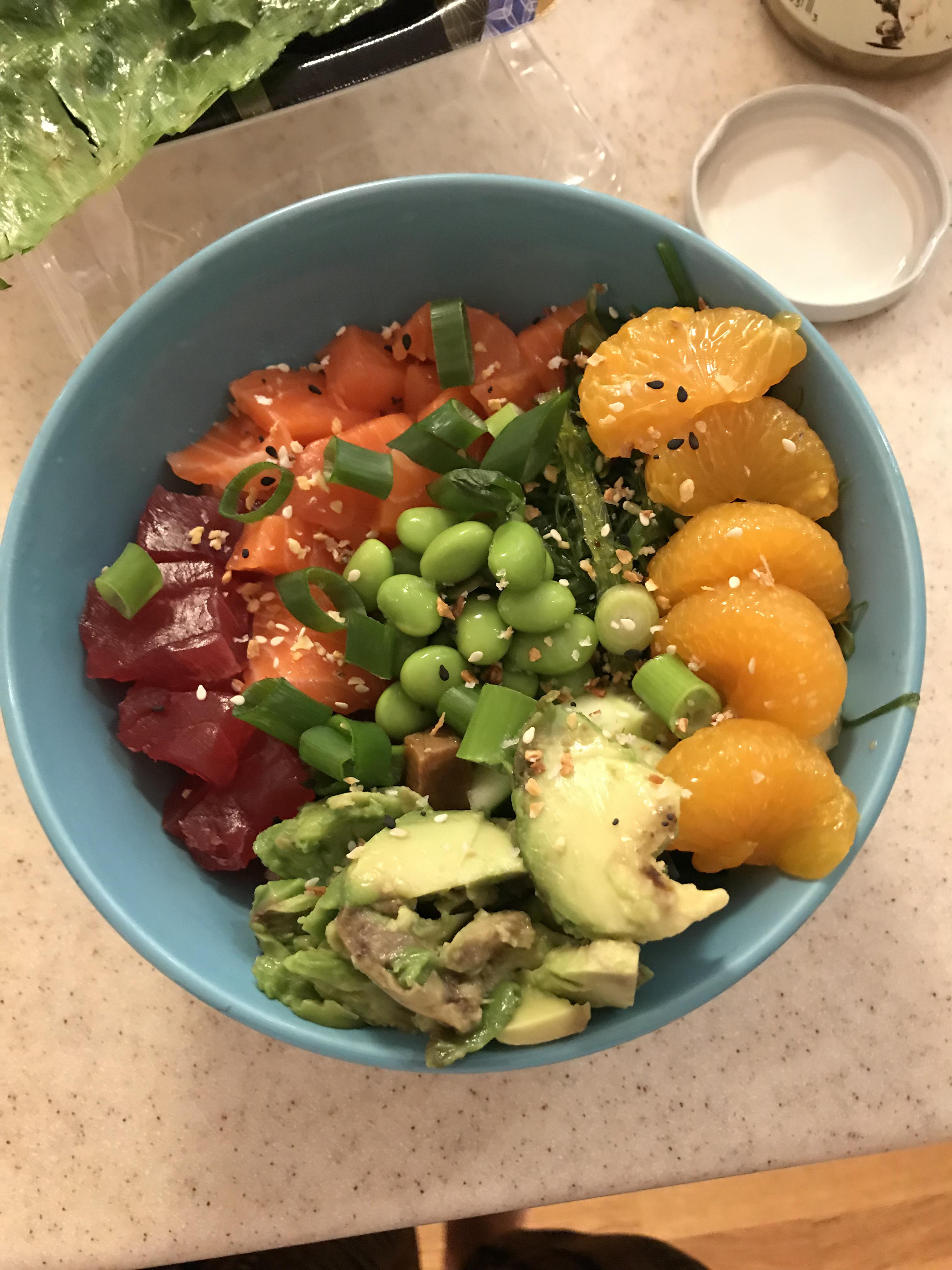 Homemade poke bowl! 466 calories r/1200isplenty