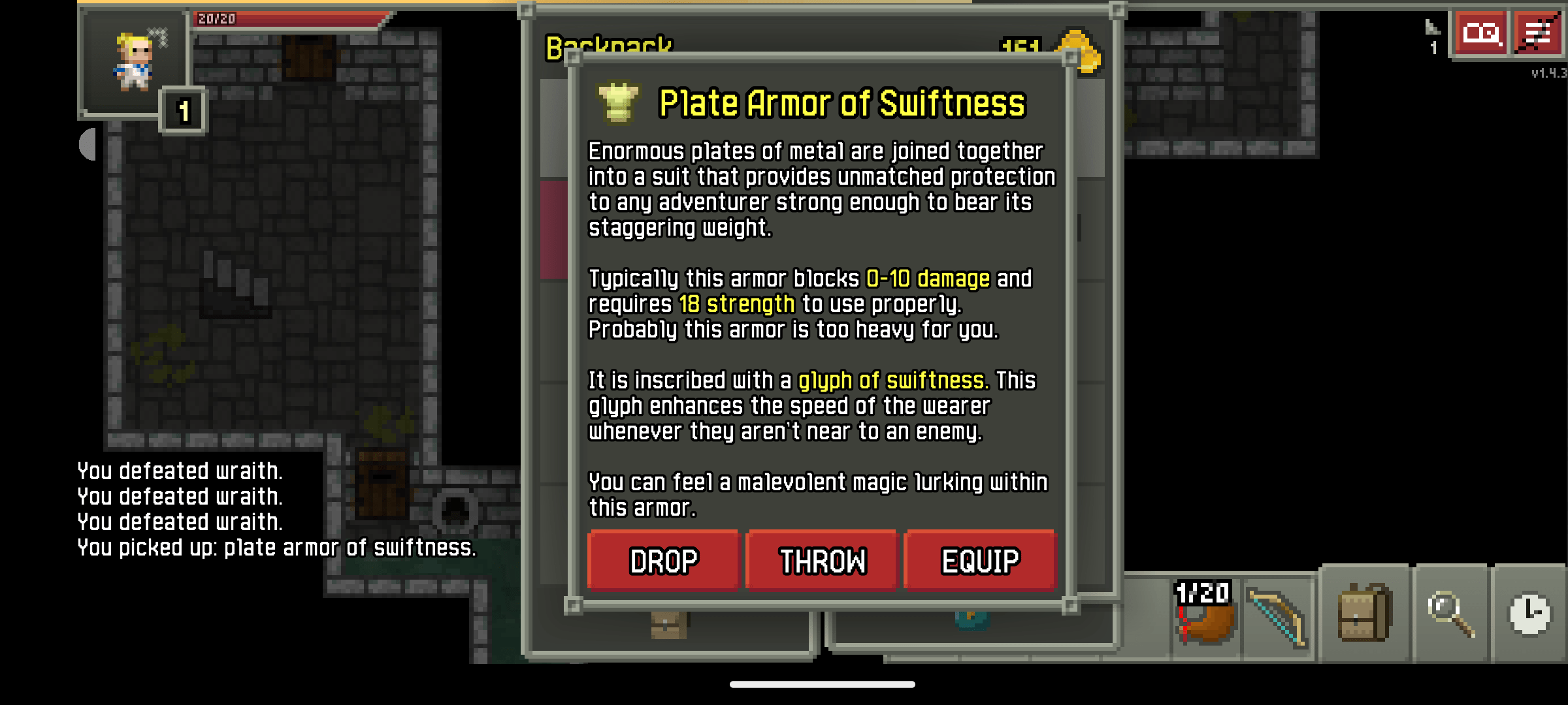 Cursed armour has regular glyph, what does that mean? r/PixelDungeon