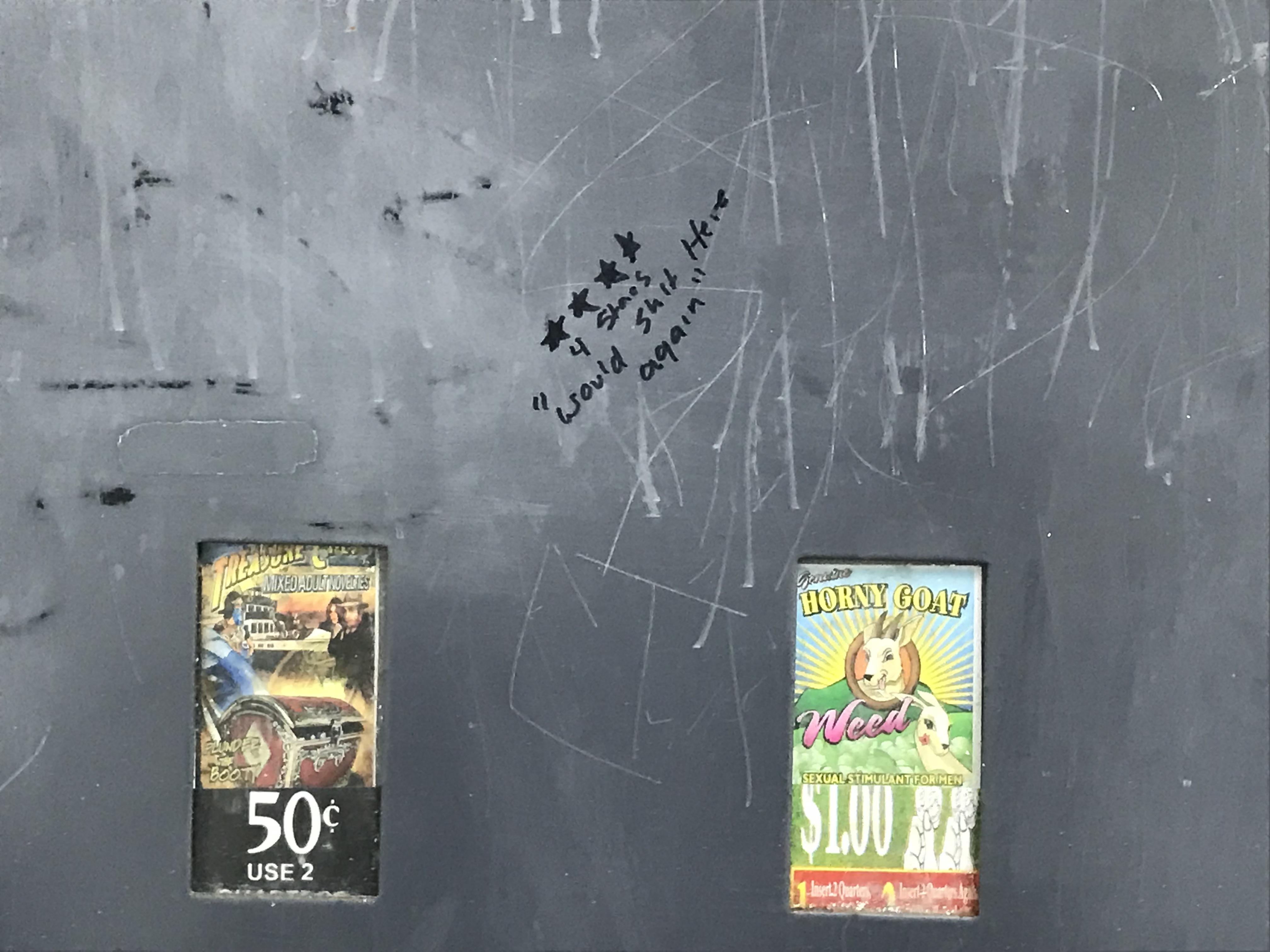 A pleasant review on a condom machine in a gas station bathroom r