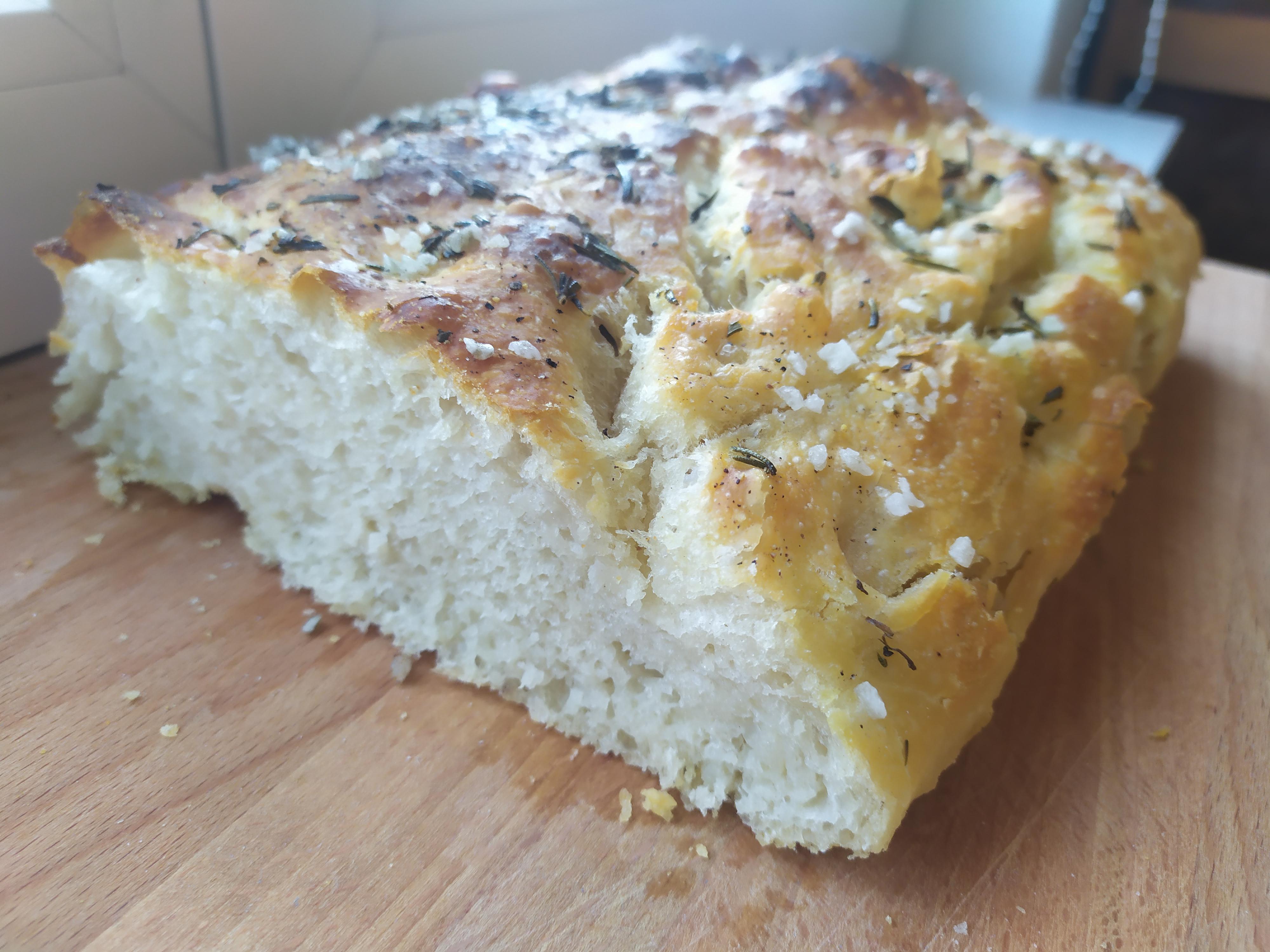 My first recipe with my new starter, focaccia. Turned out great! r