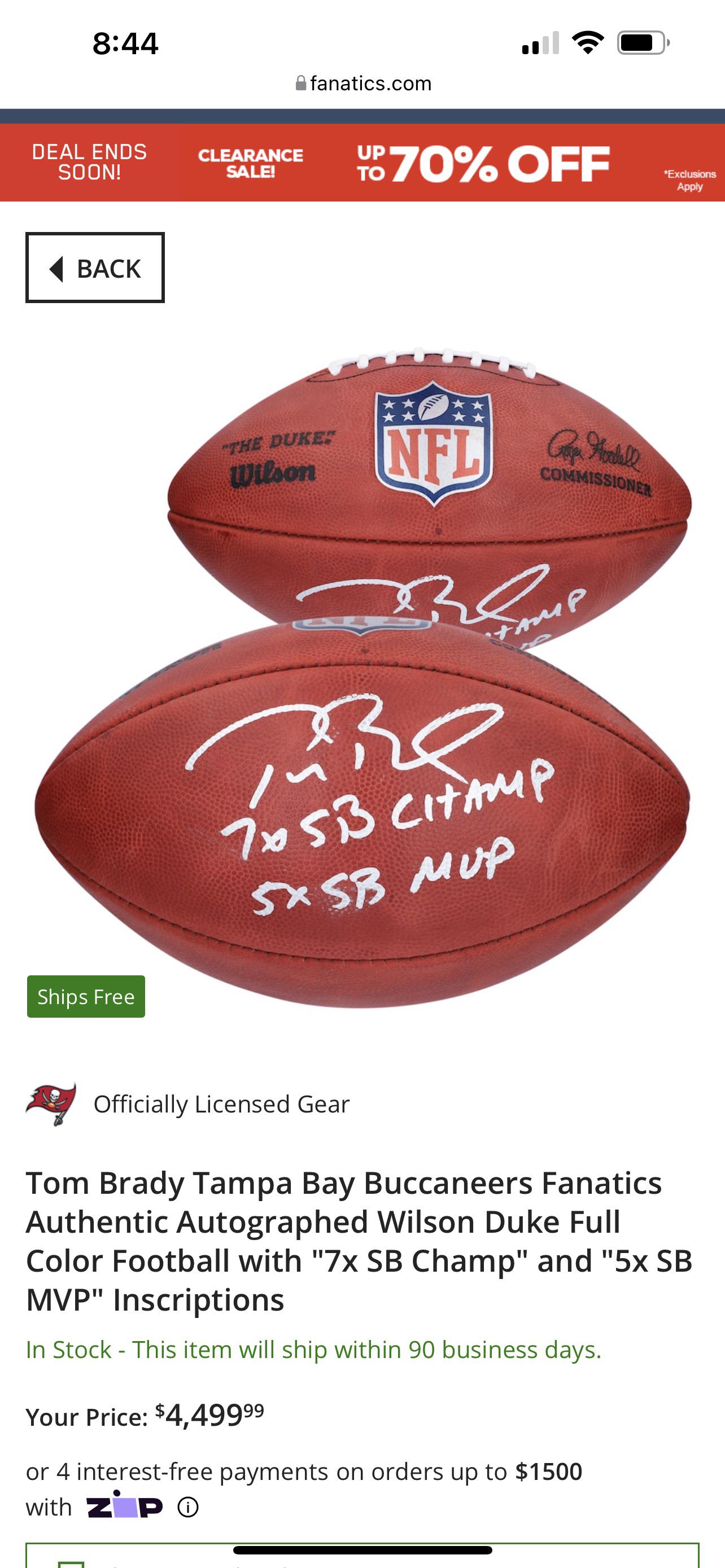 Is fanatics 100 SAFE to buy this tom brady football from? Have they had any issues with high