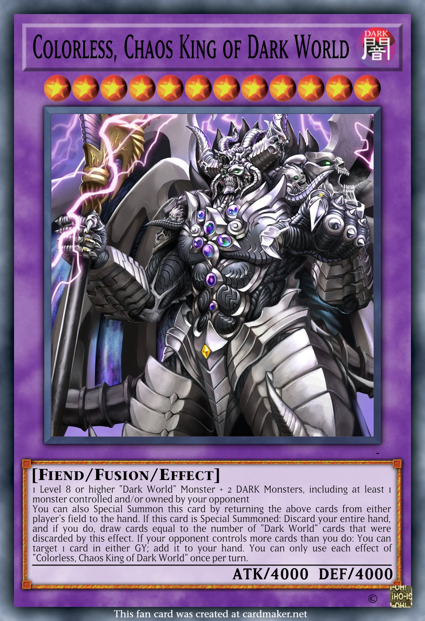 Colorless, Chaos King of Dark World r/customyugioh