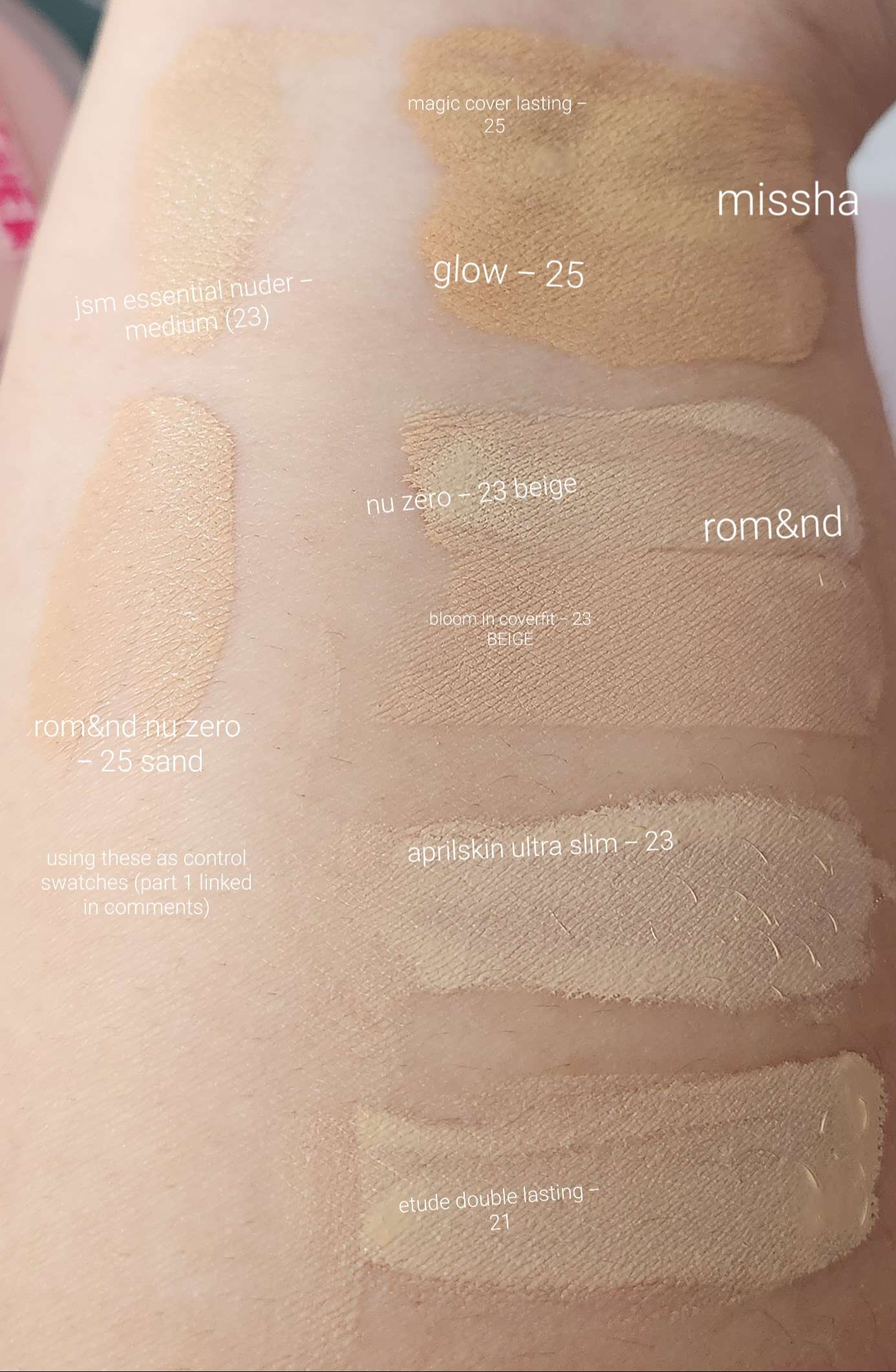 Swatches of More Korean Cushion Foundations Skin Tone MAC 2530