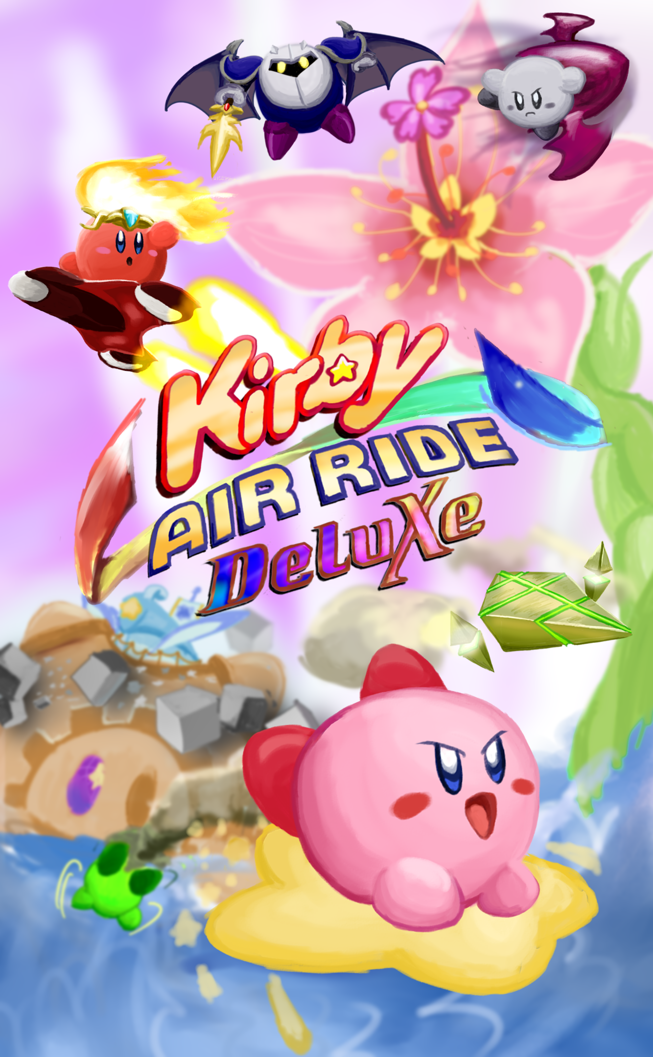 Faux box art for Kirby Air Ride Deluxe. If it's a thing. r/Kirby
