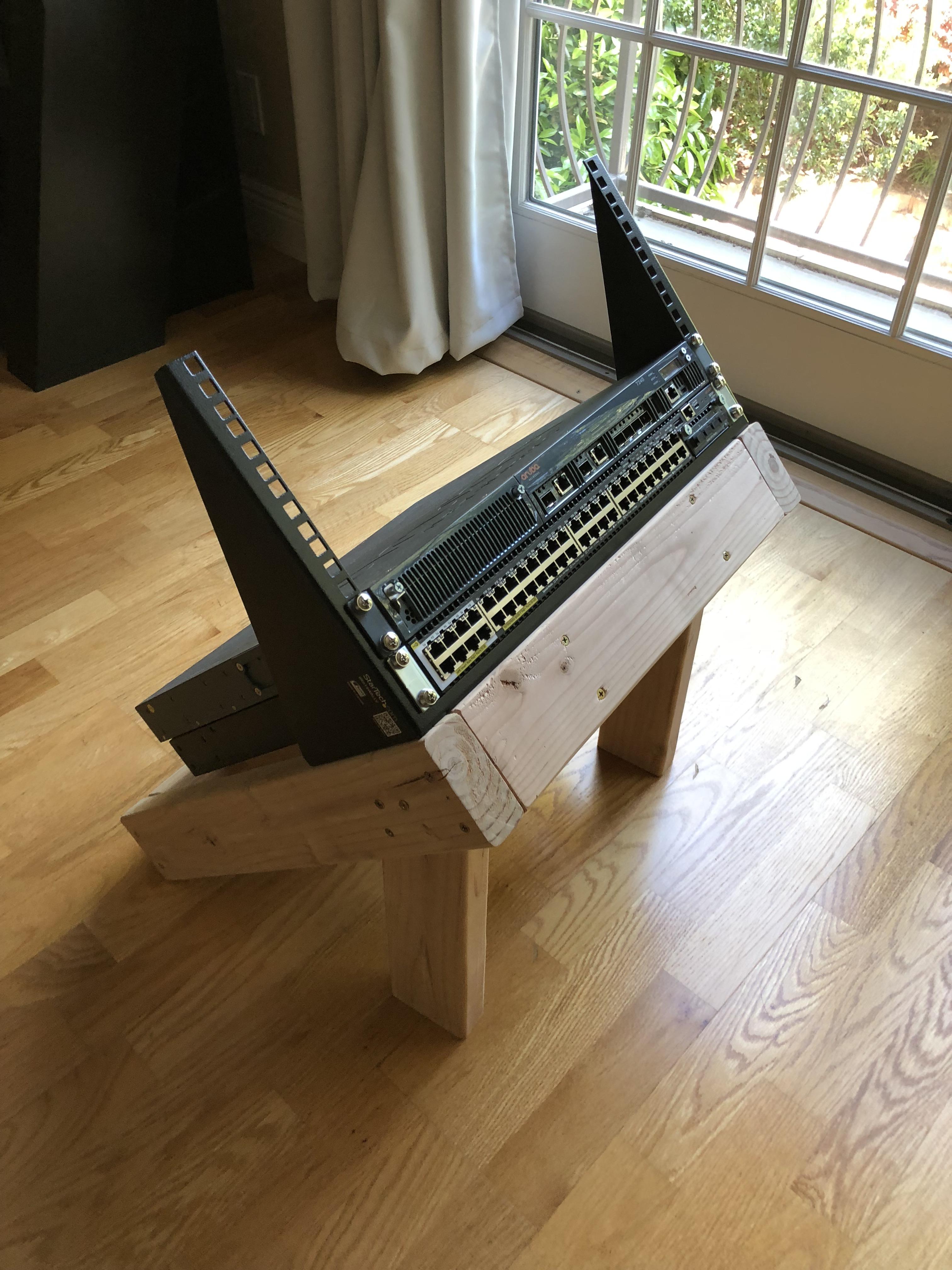 Built a custom network rack to fit my networking gear in my very