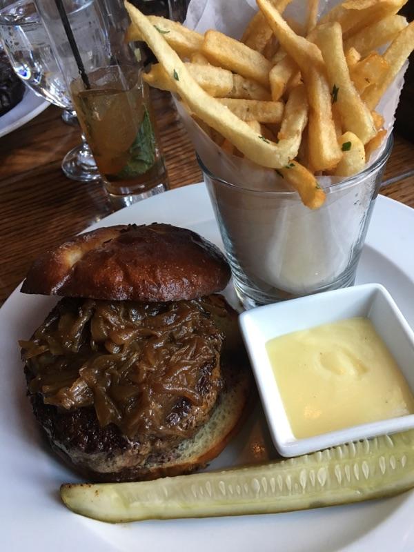 [I ate] Owen and Engine burger with caramelized onions, potato bun
