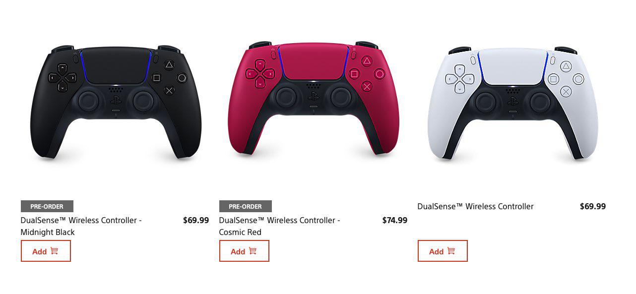 The Cosmic Red DualSense is more expensive than the black and white
