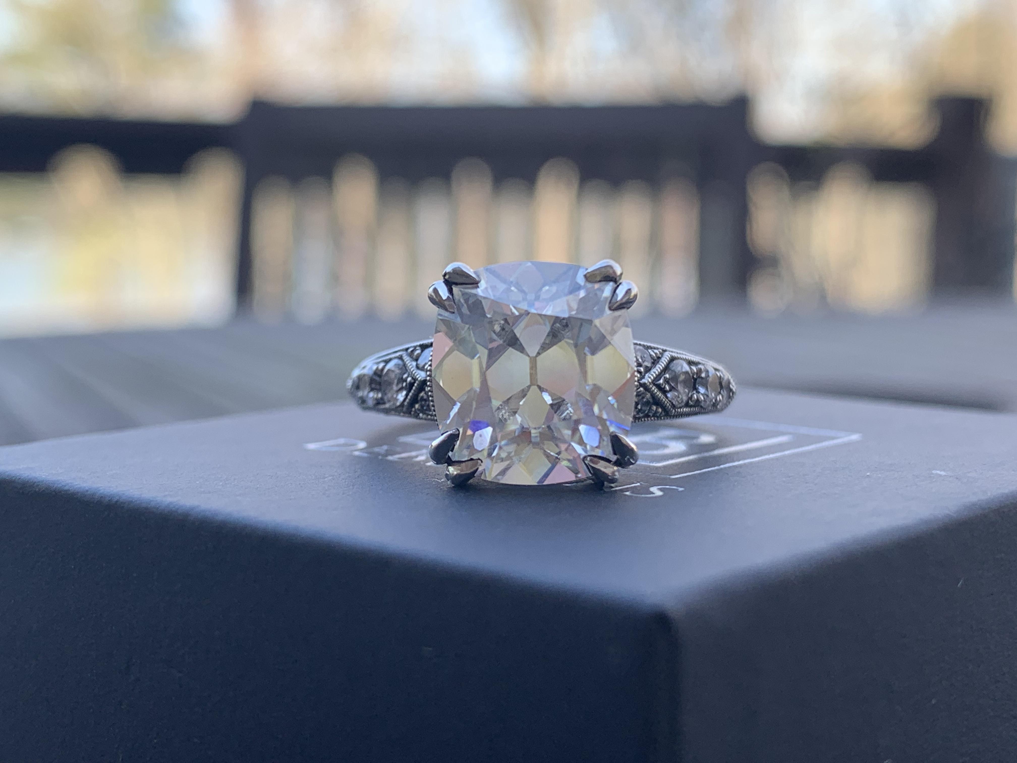 Antique cushion cut from Starsgem in custom setting r/Moissanite