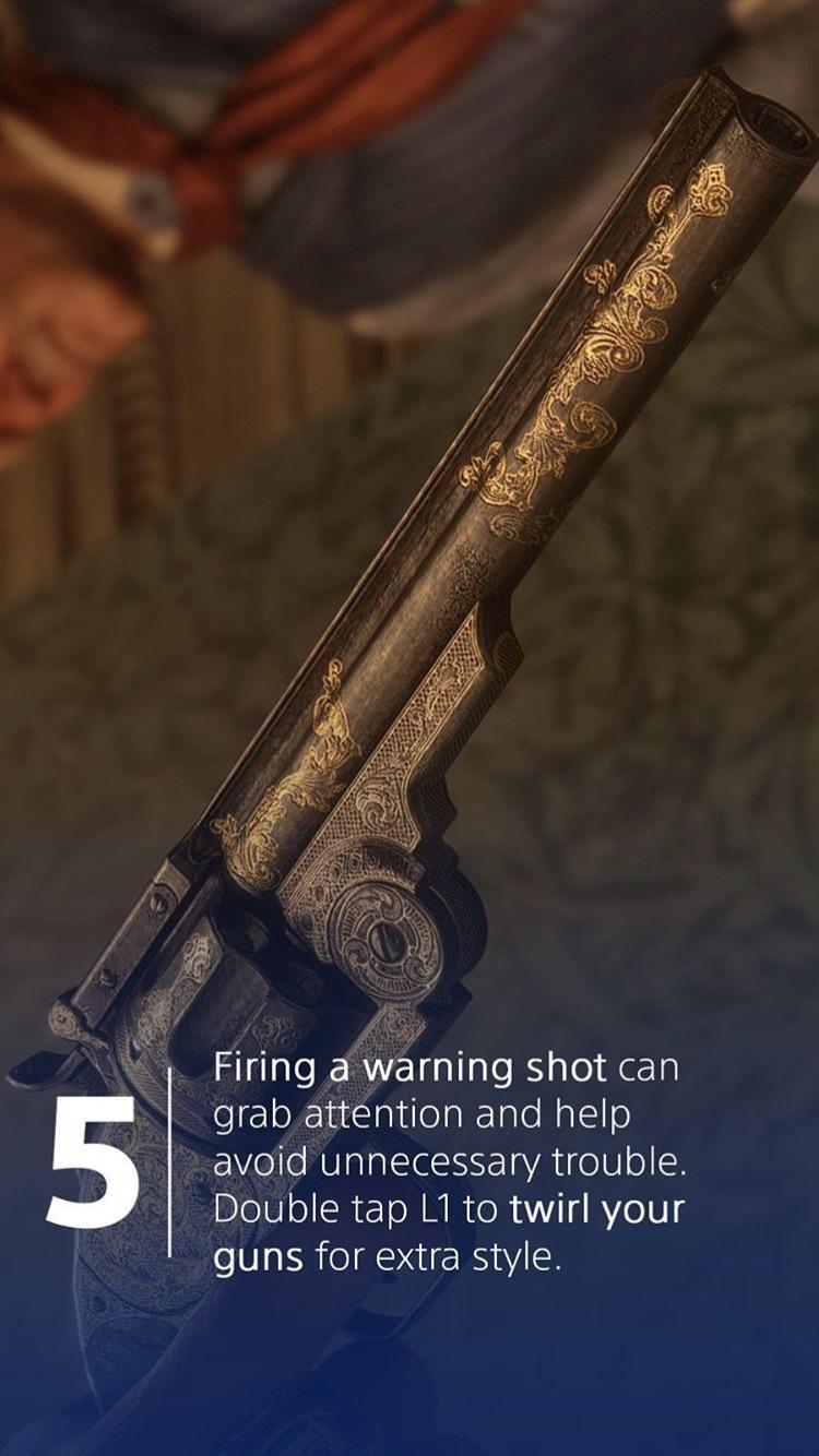 Gun spinning by double tapping L1 on PS4. r/reddeadredemption