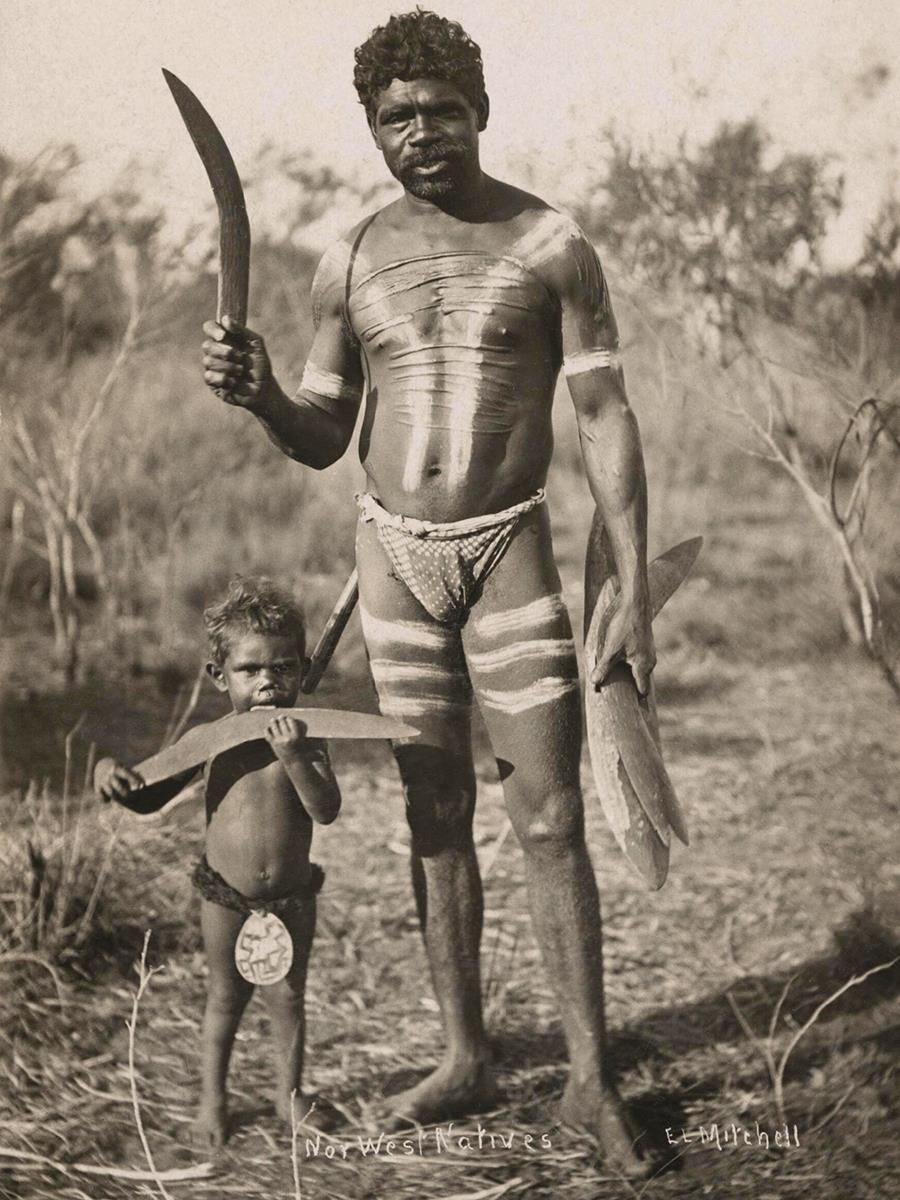 A proud Aboriginal man and his son, from near the Kimberley Coast in