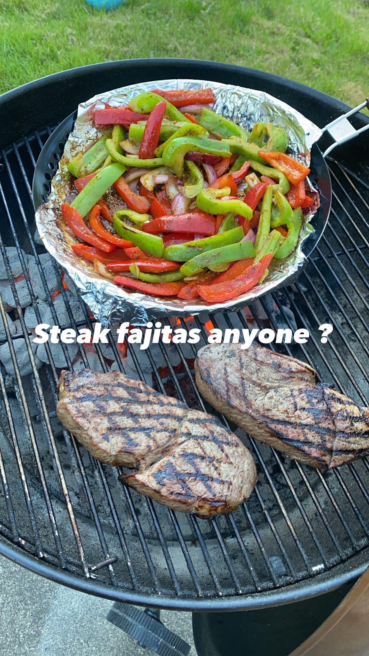 Steak fajitas over charcoal r/grilling