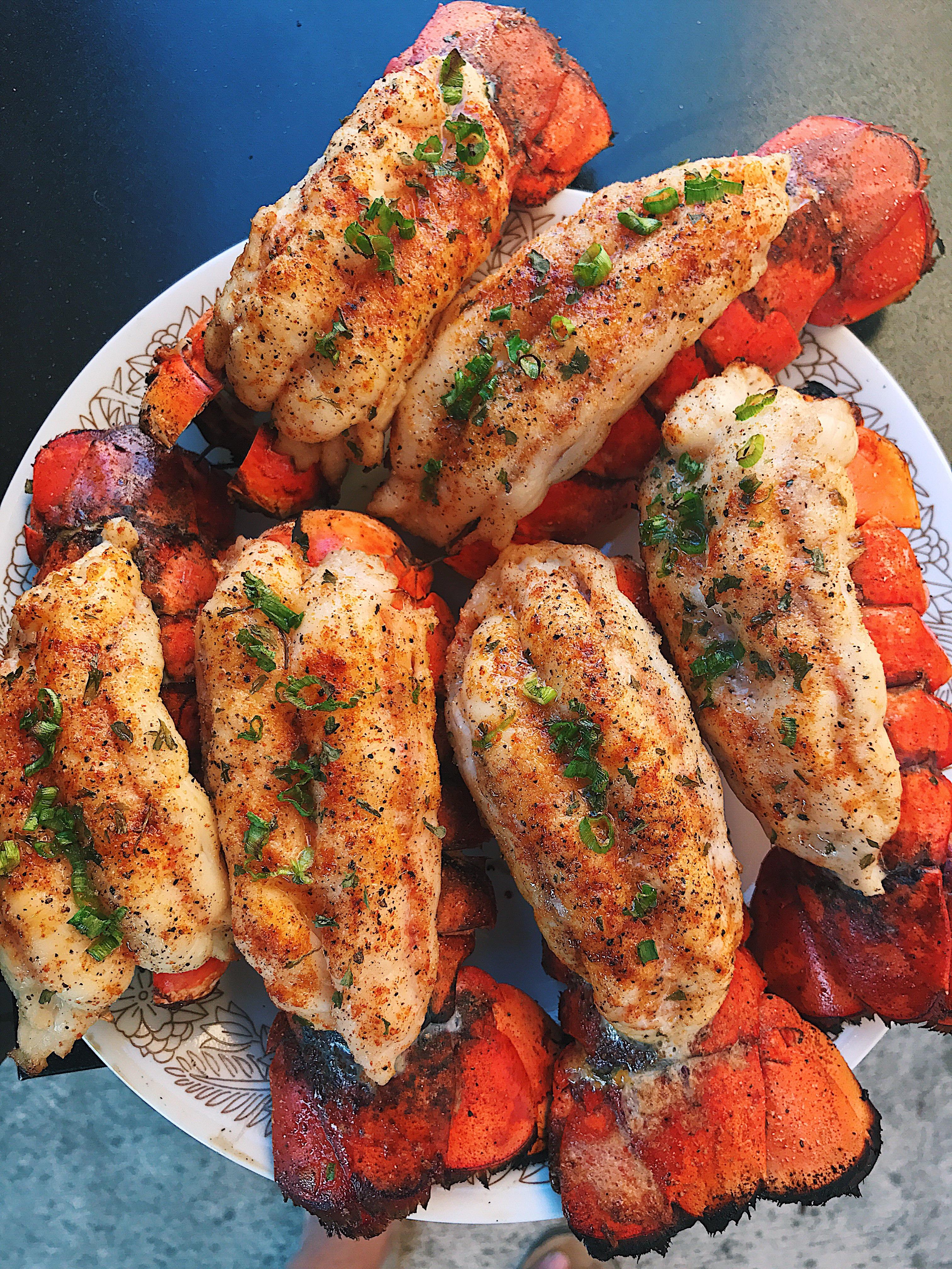 [Homemade] Wood grill lobster tails r/food