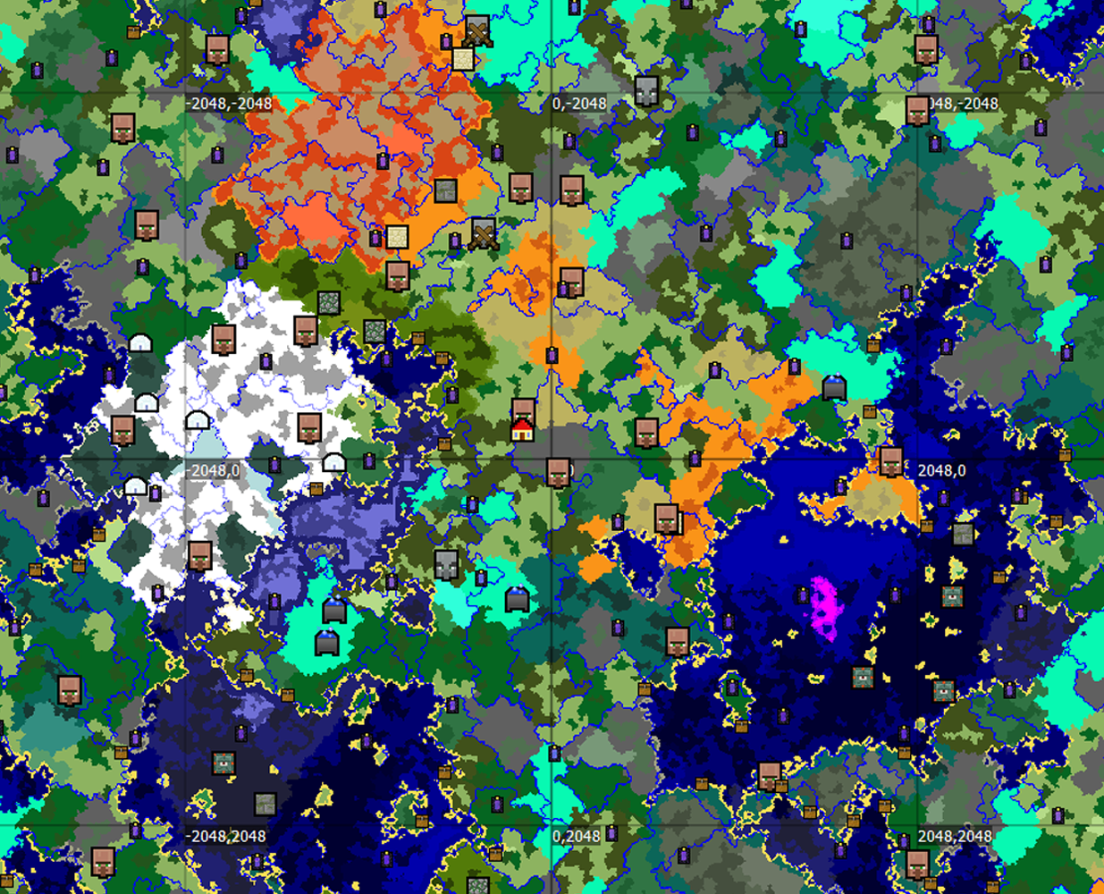 Spawn In Village. Every structure and biome within 2000 blocks r