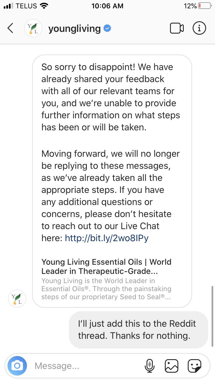 Great customer service by young living. They didn’t do anything to