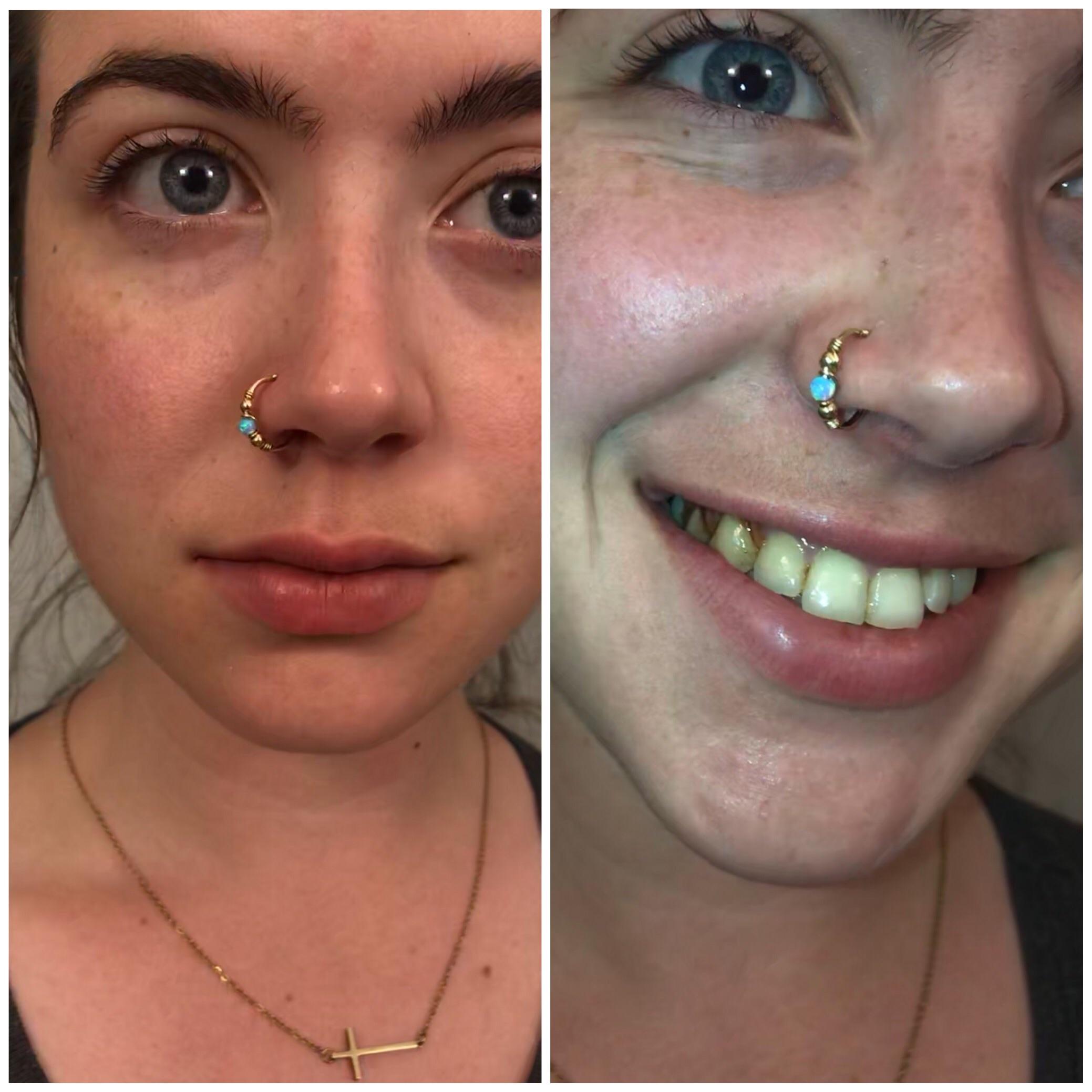 New nose ring (18g, 11mm), blue opal r/piercing