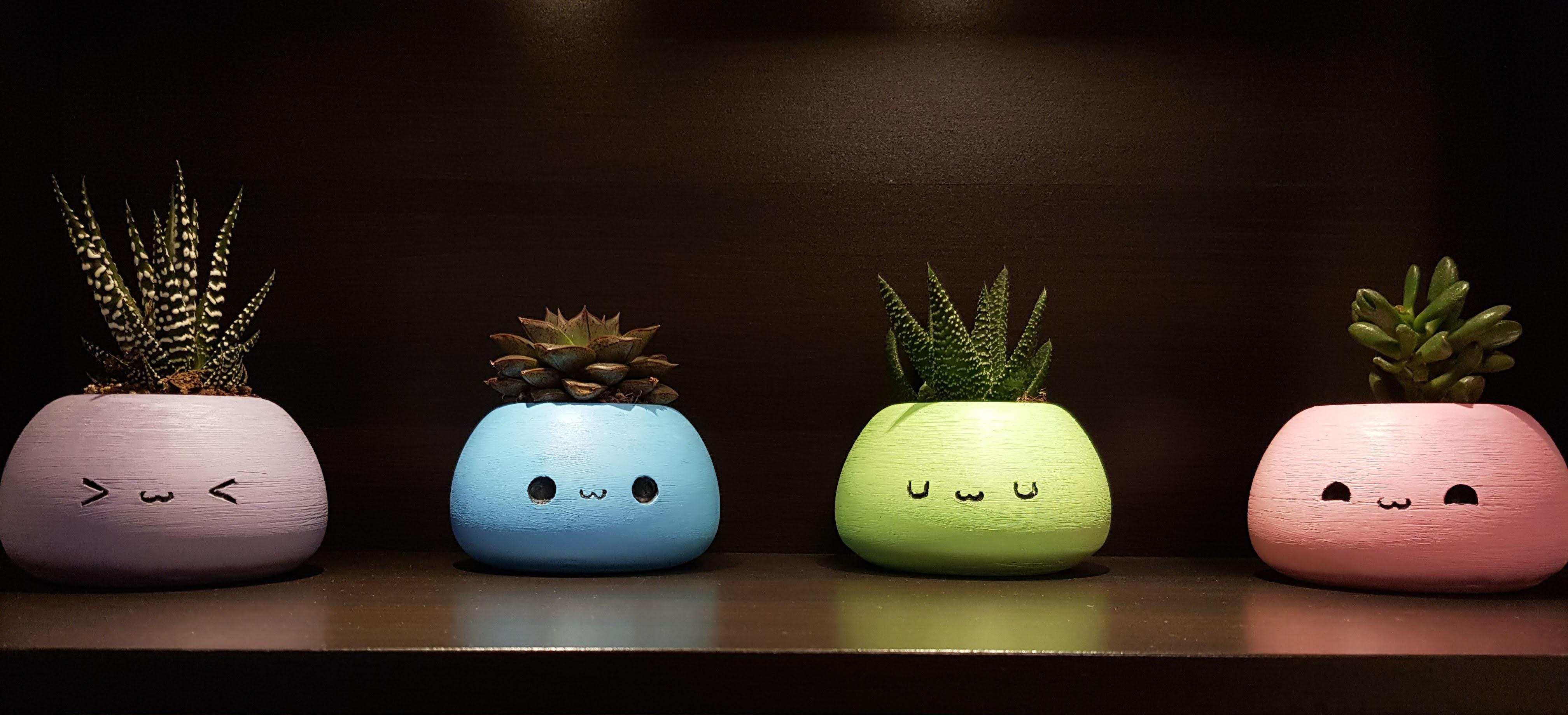 I 3d printed & painted smol succulent pots r/3Dprinting