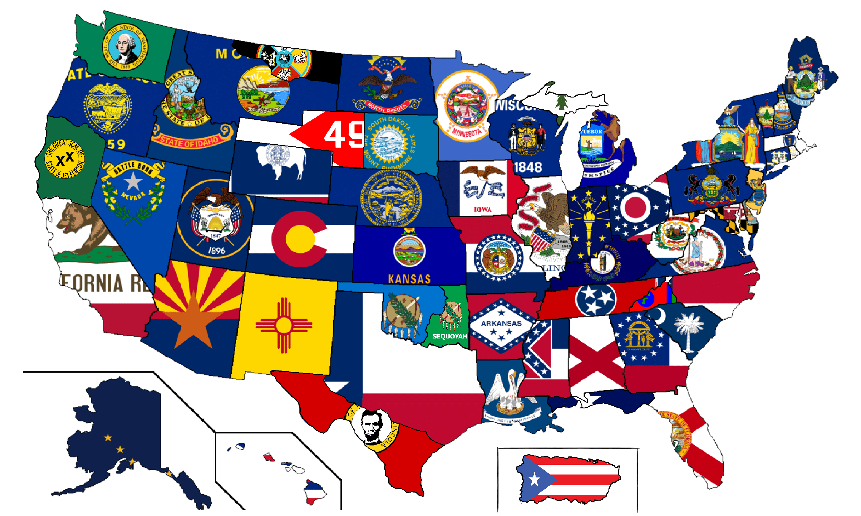 Flag Map of the Proposed US States (VEX SUB XPOST) r/Vexillmaps