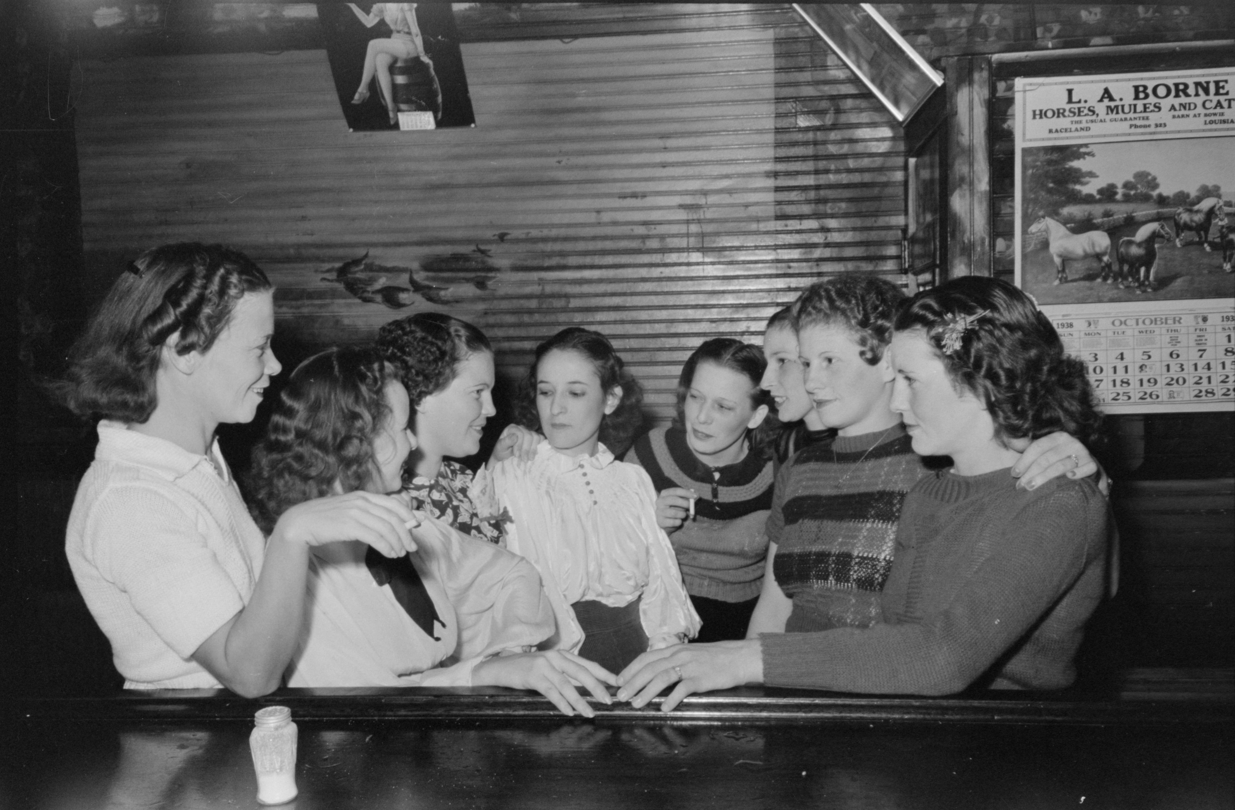 Cajun Gals, Raceland Louisiana 1938 (Photo credit to Russell_Lee) r